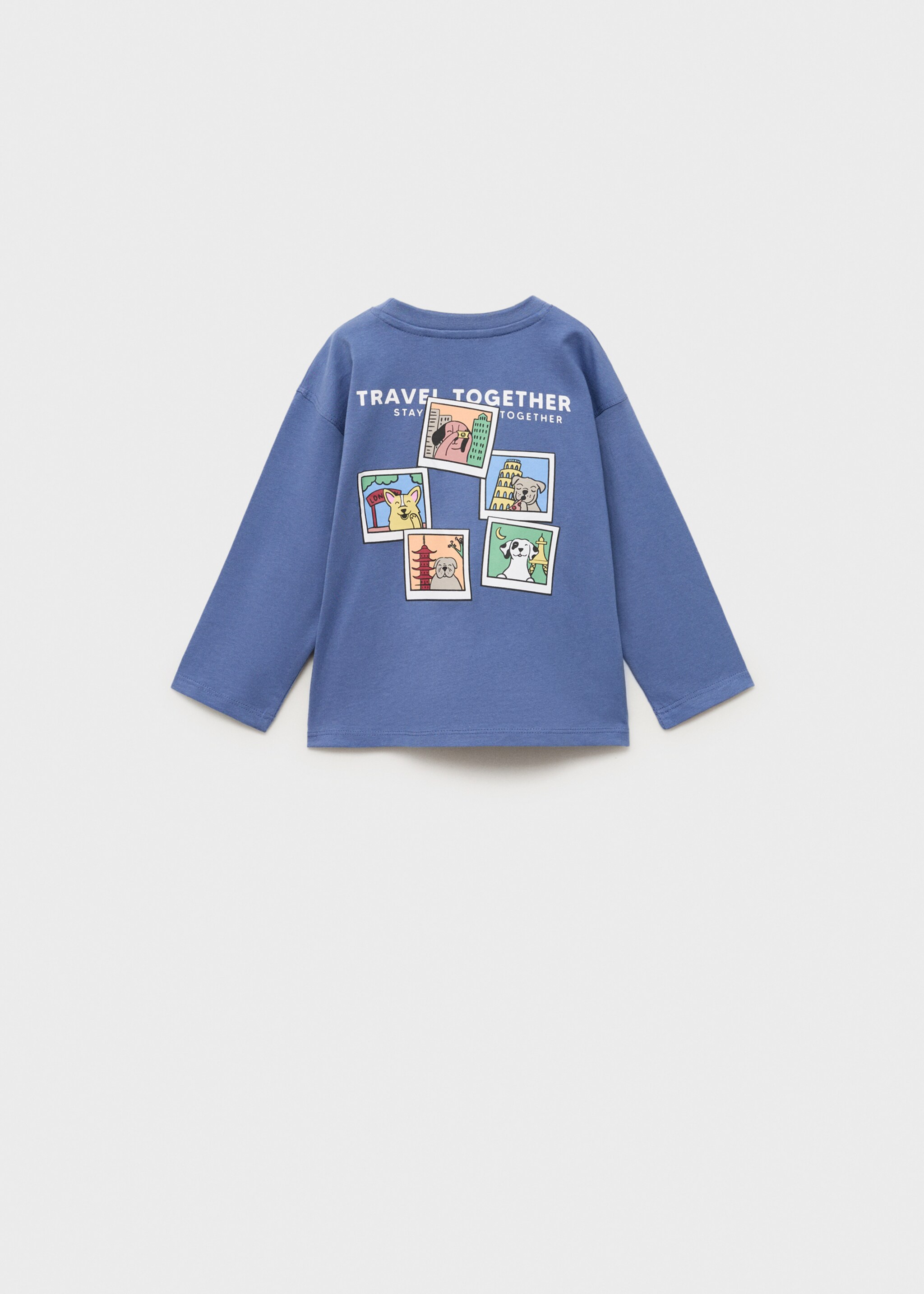 Samarreta cotó missatge brodat - Revers de l'article, Blau marí fosc. Ref: 87034800-00.