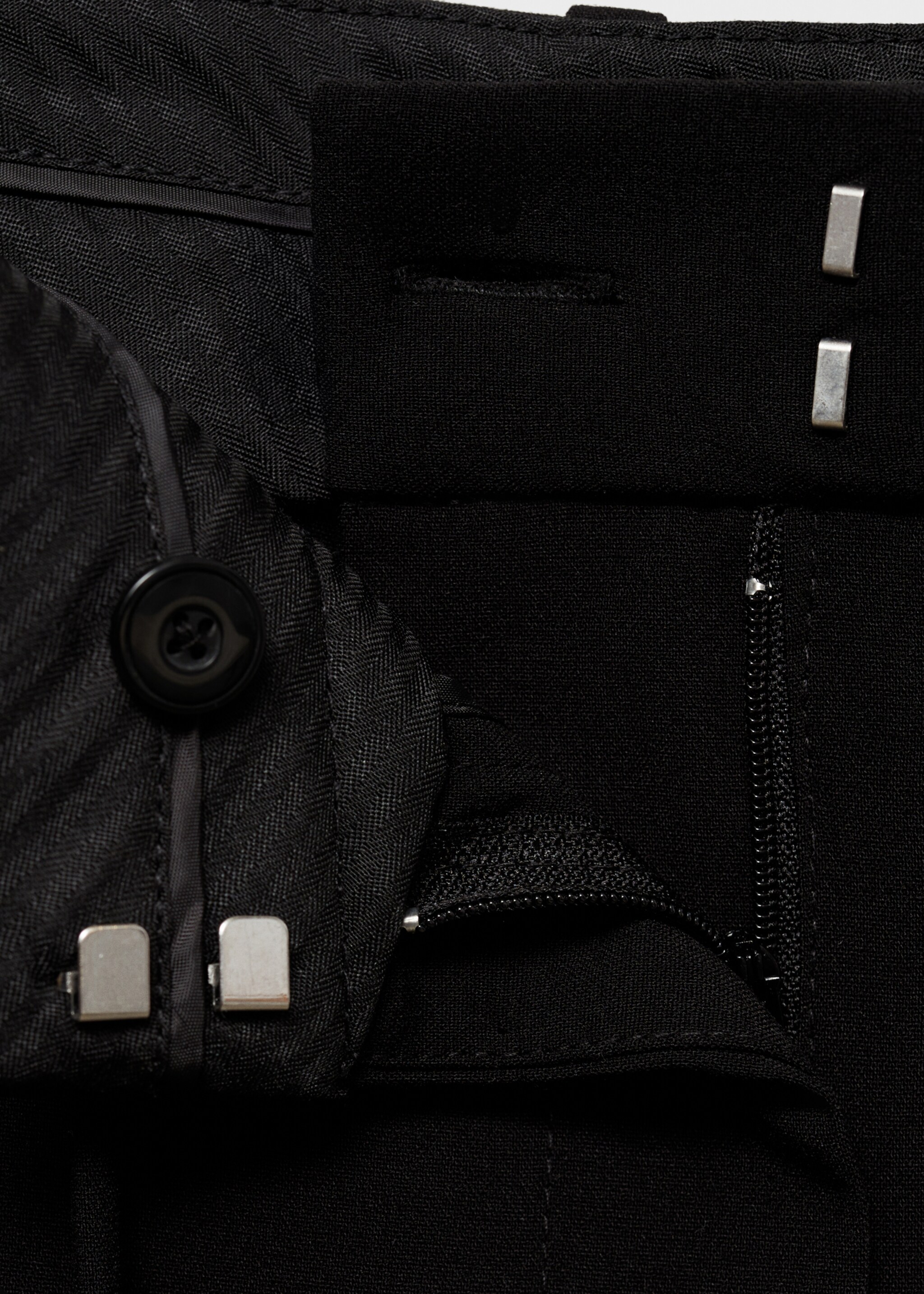 Straight suit trousers with bow - Details of the article 8, Black. Ref: 87034803-00.