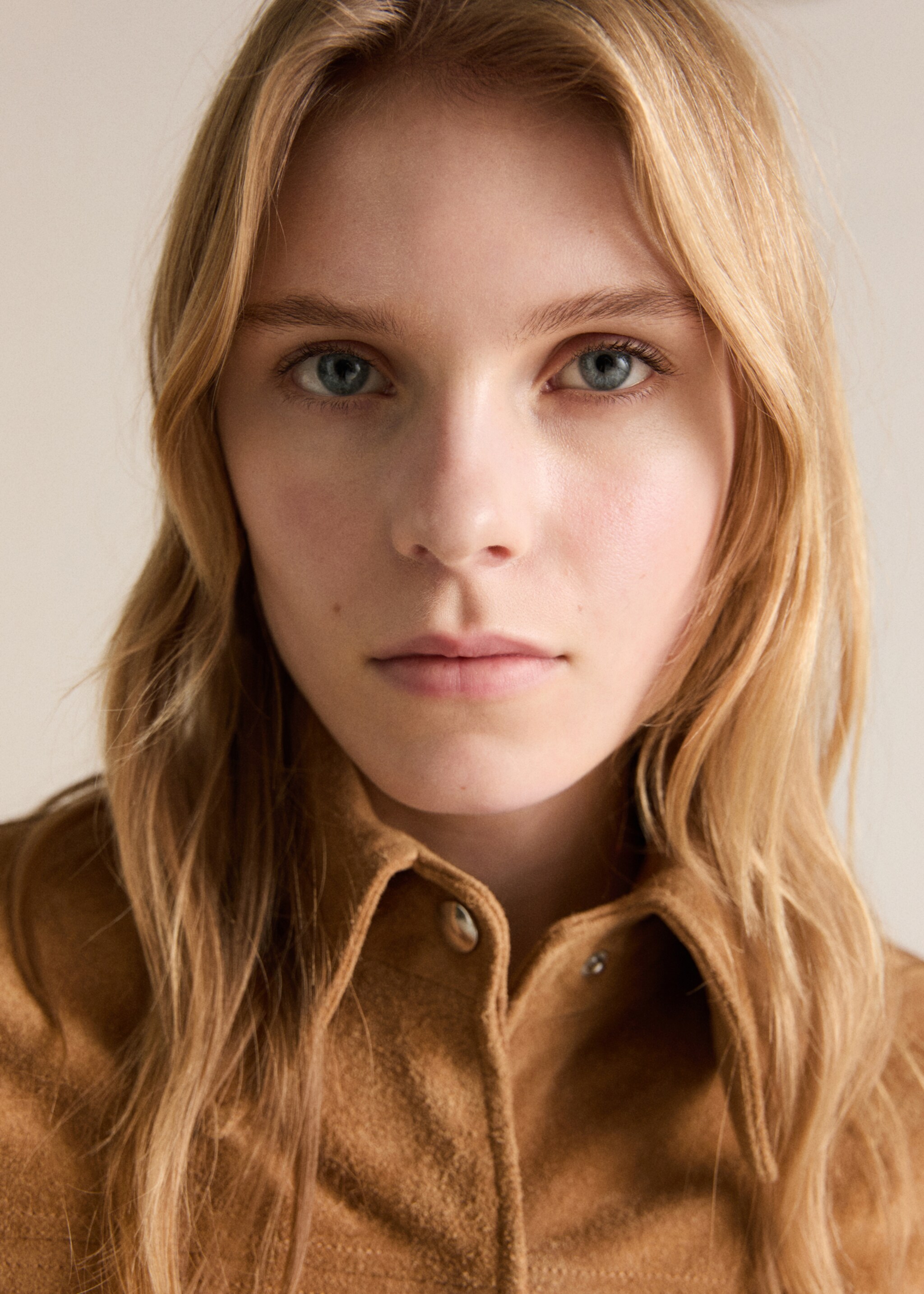 Suede leather jacket - Details of the article 1, Medium Brown. Ref: 87034805-00.