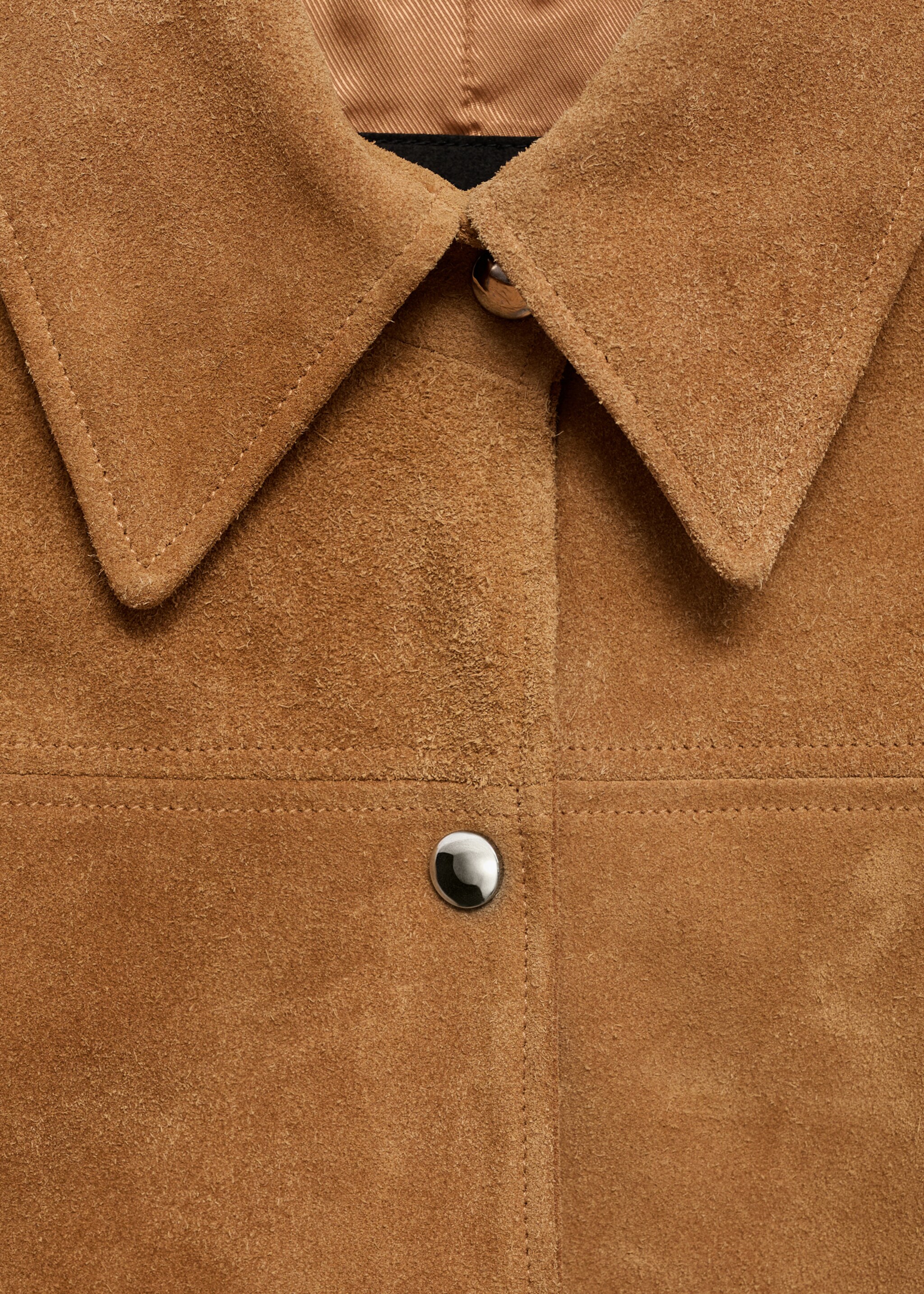 Suede leather jacket - Details of the article 8, Medium Brown. Ref: 87034805-00.