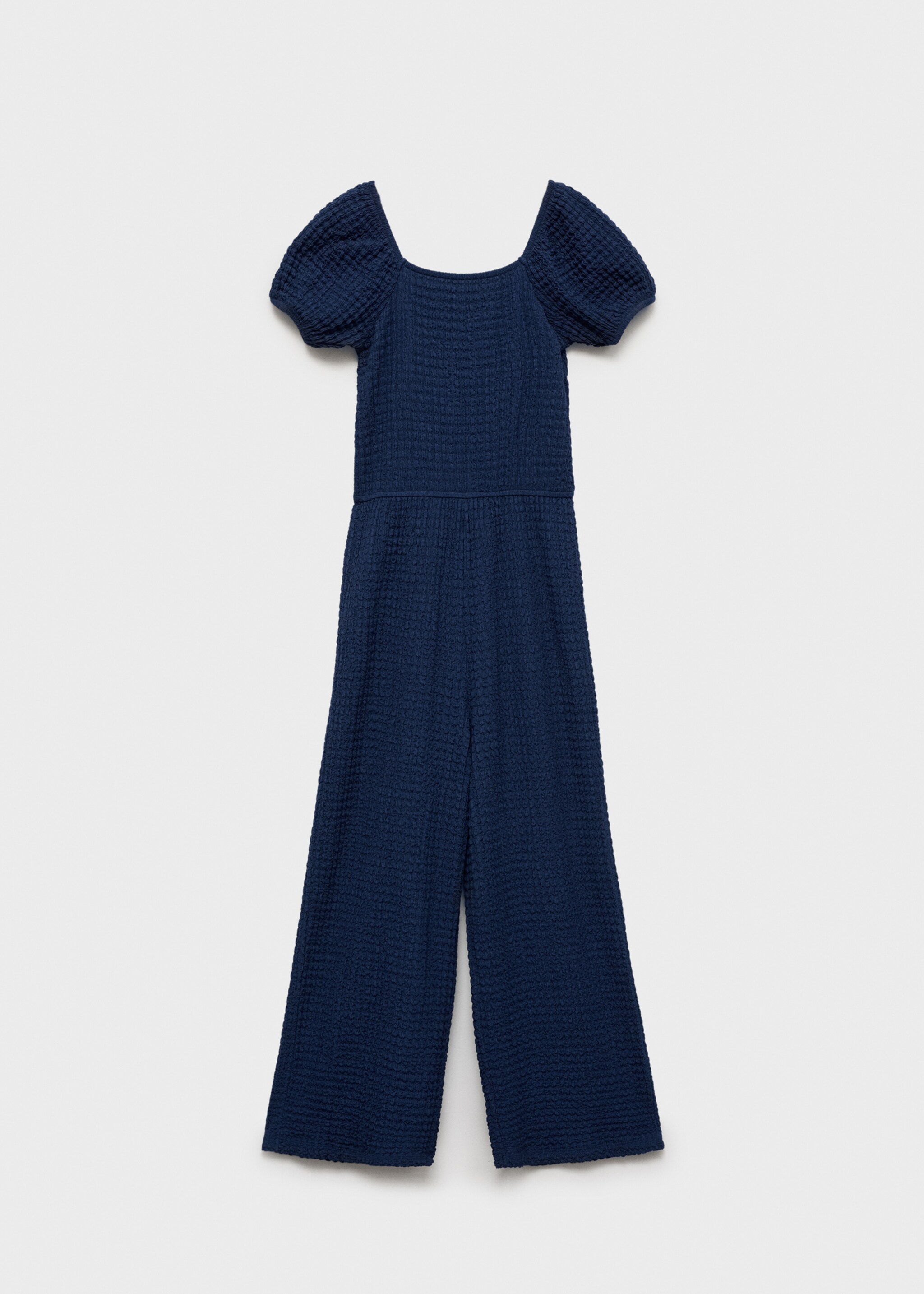 Textured long jumpsuit - Article without model, Night Blue. Ref: 87034809-00.