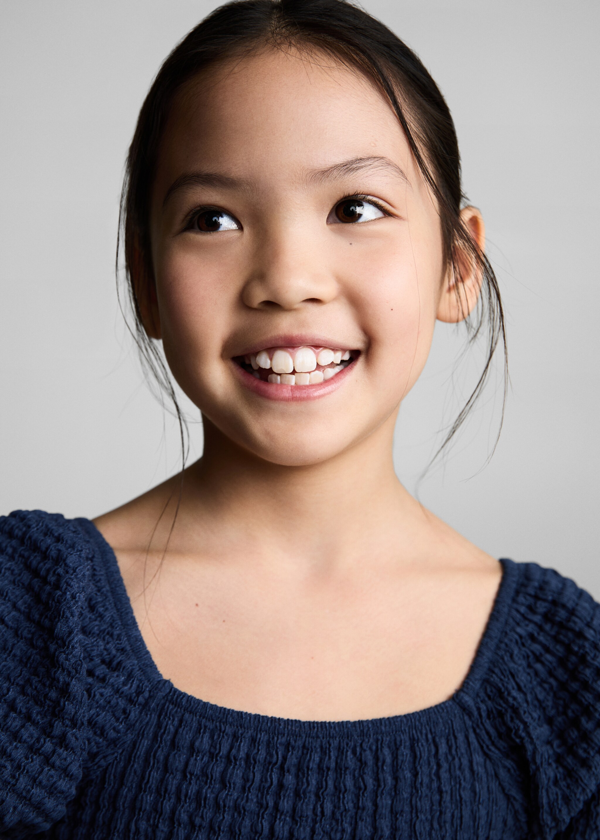 Textured long jumpsuit - Details of the article 1, Night Blue. Ref: 87034809-00.