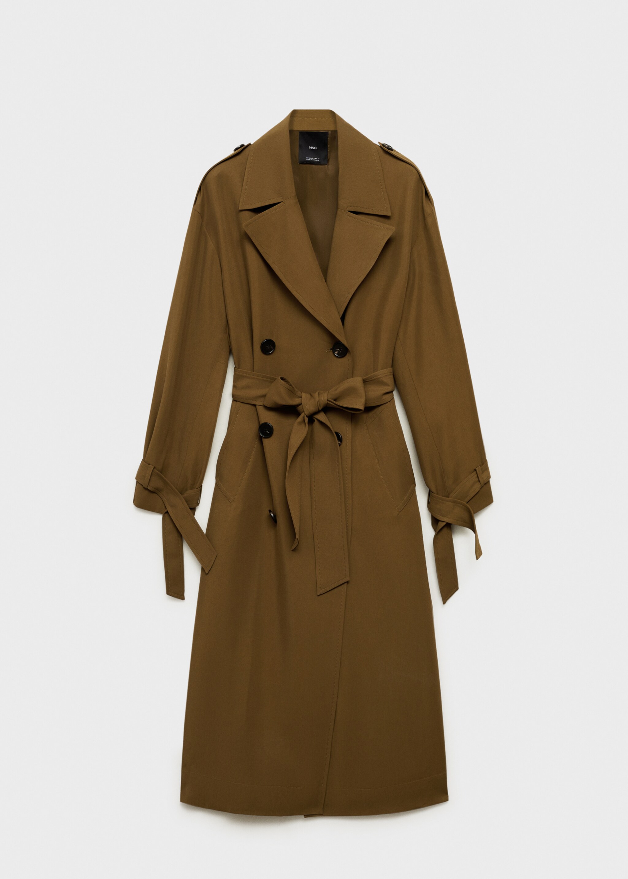 Oversized long lyocell trench coat - Article without model, Khaki. Ref: 87034811-00.