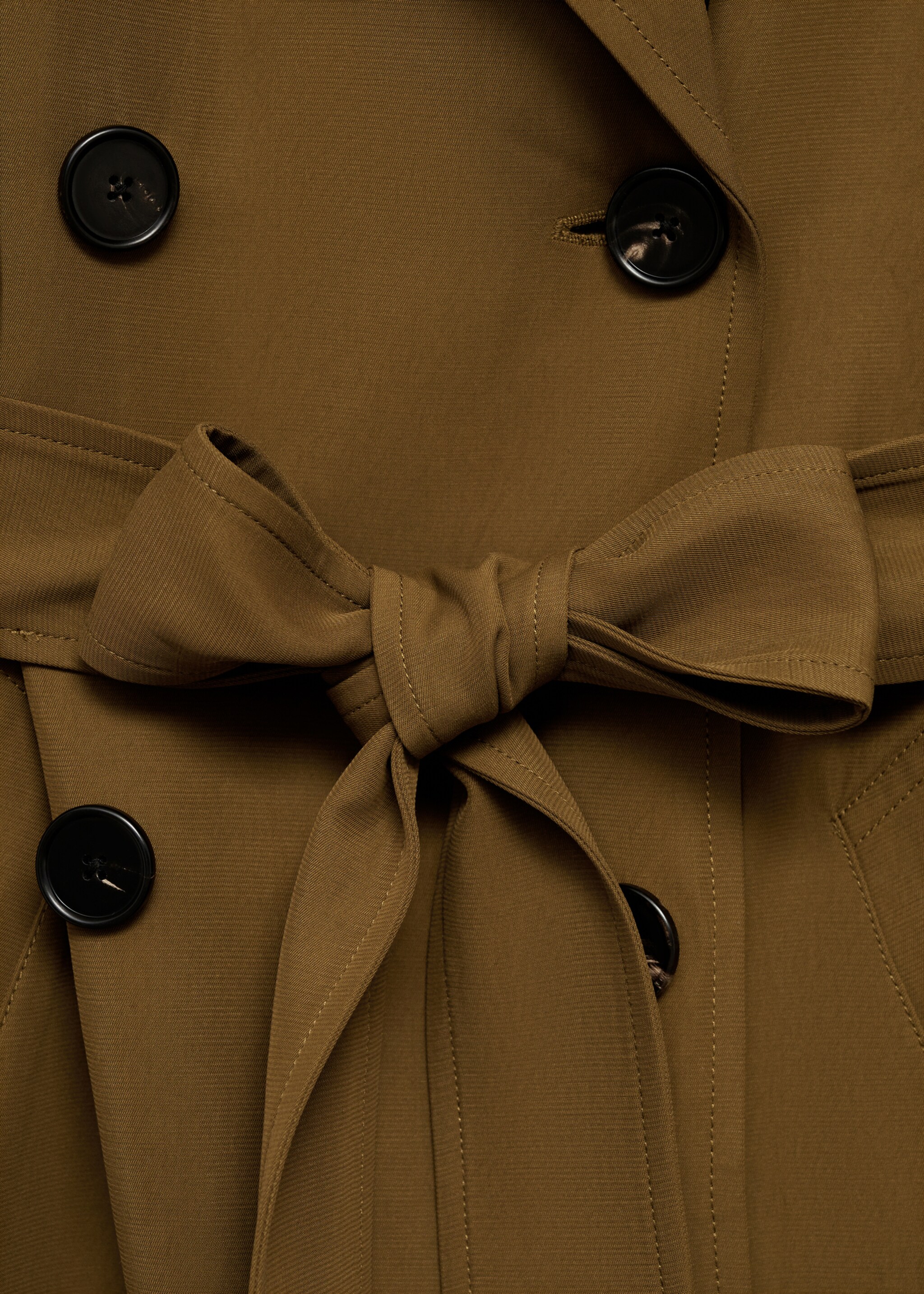 Oversized long lyocell trench coat - Details of the article 0, Khaki. Ref: 87034811-00.