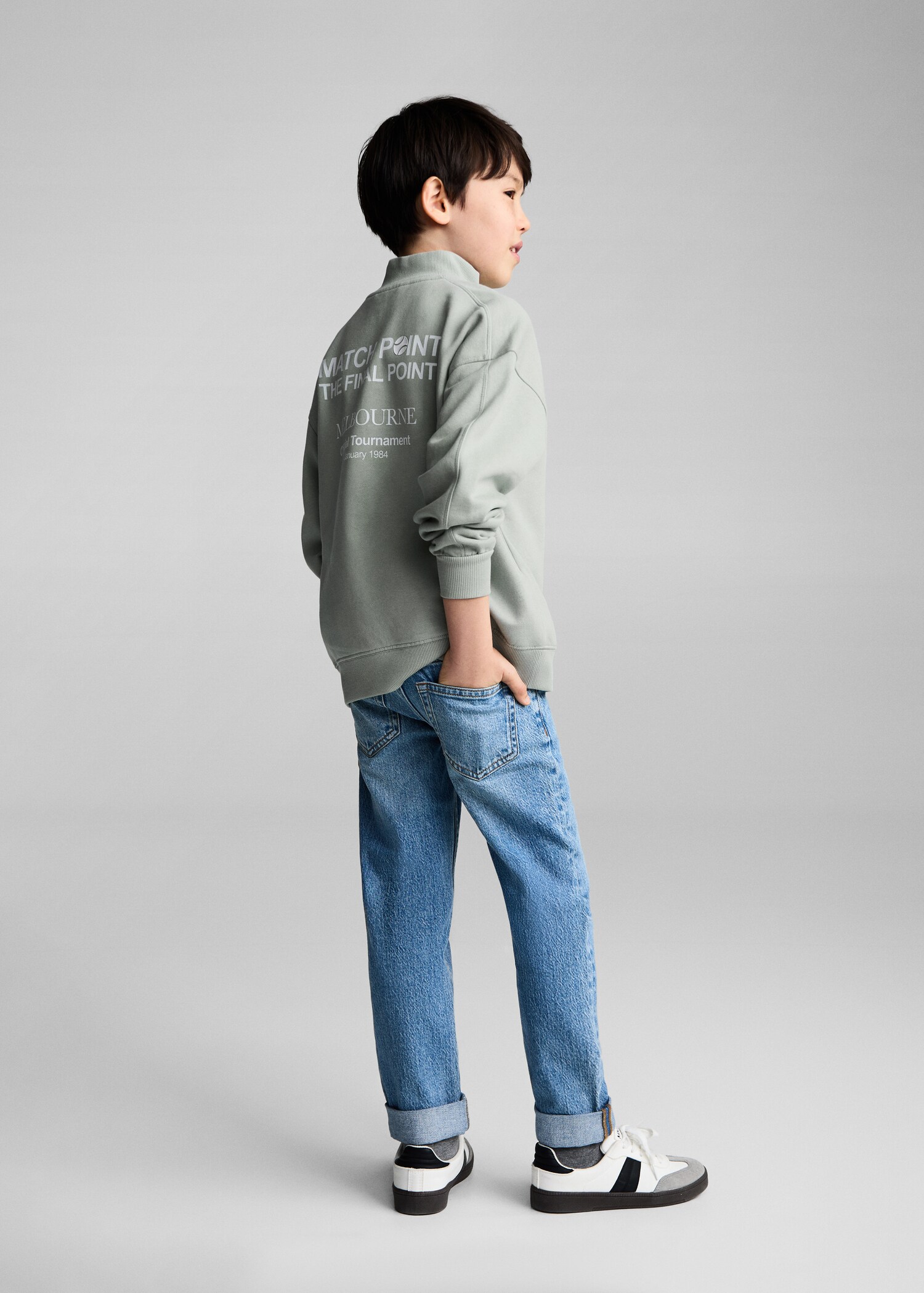 Baumwoll-Sweatshirt mit Reißverschluss - Rückseite des Artikels