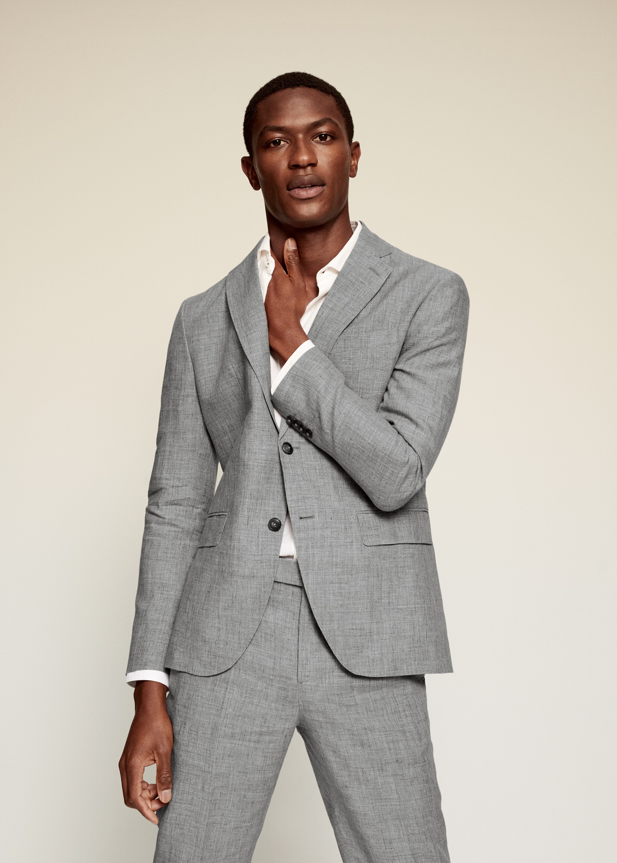 Veste de costume slim fit lin - Plan moyen