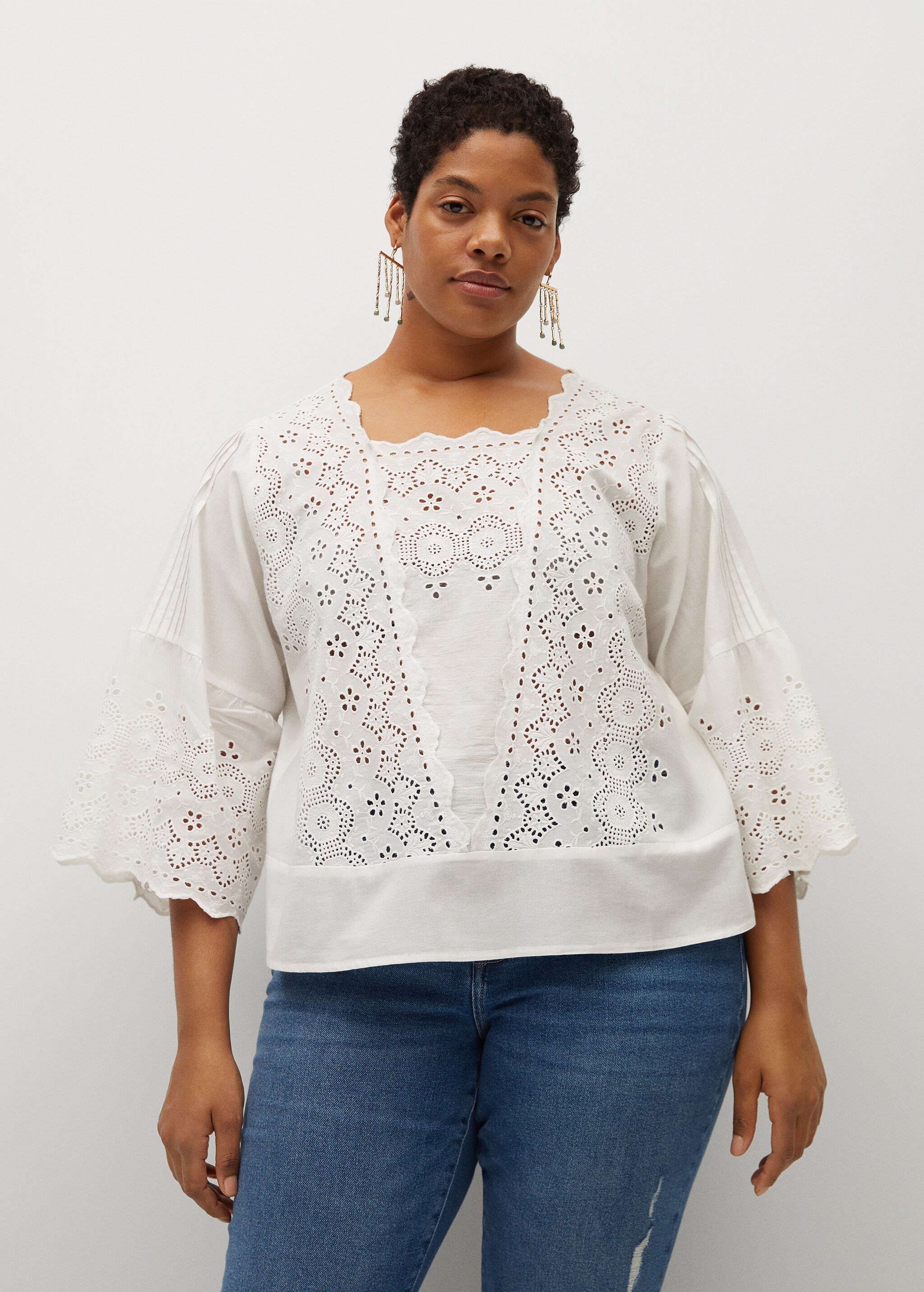 Openwork cotton blouse - Medium plane