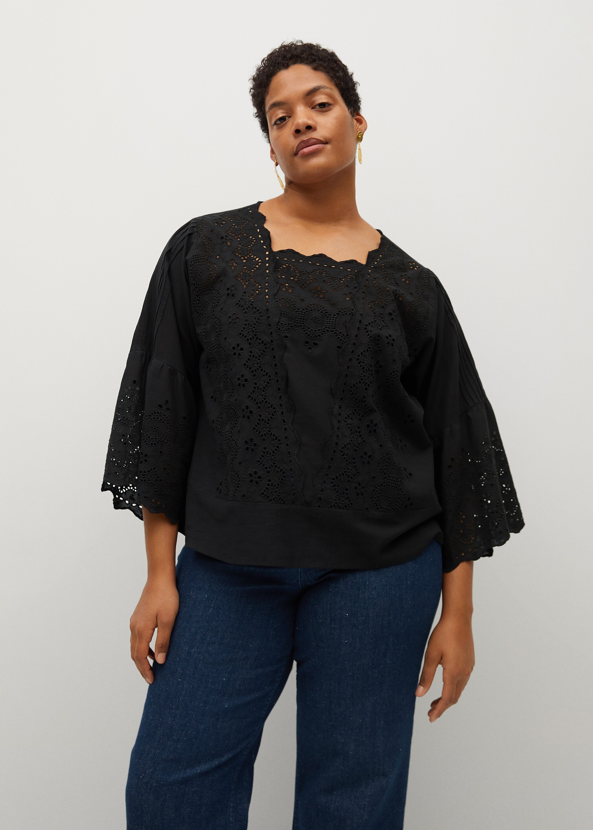 Openwork cotton blouse - Medium plane
