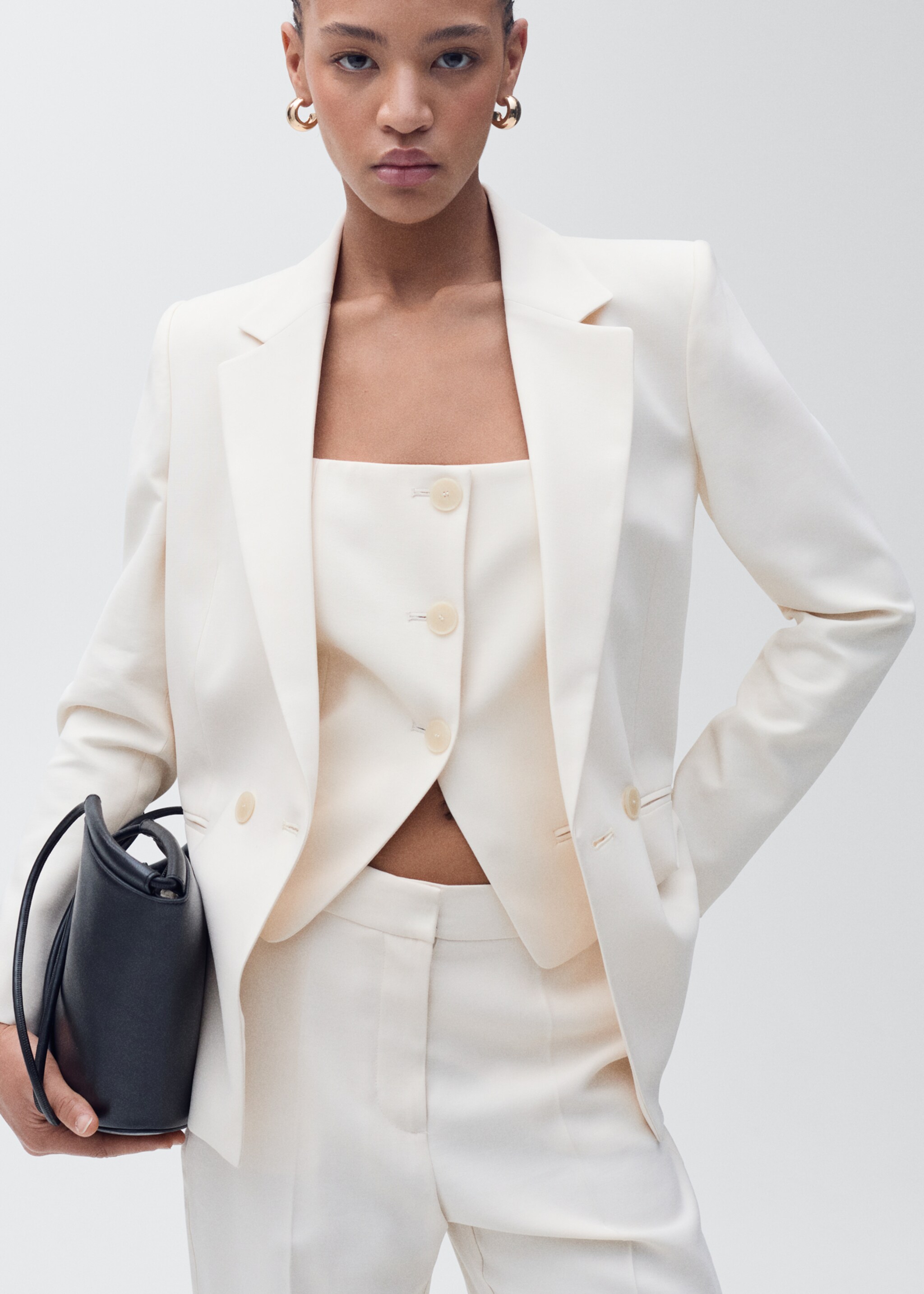 Rückenfreie Anzugweste - Detail des Artikels 1, Ecru. Ref: 87035736-00.
