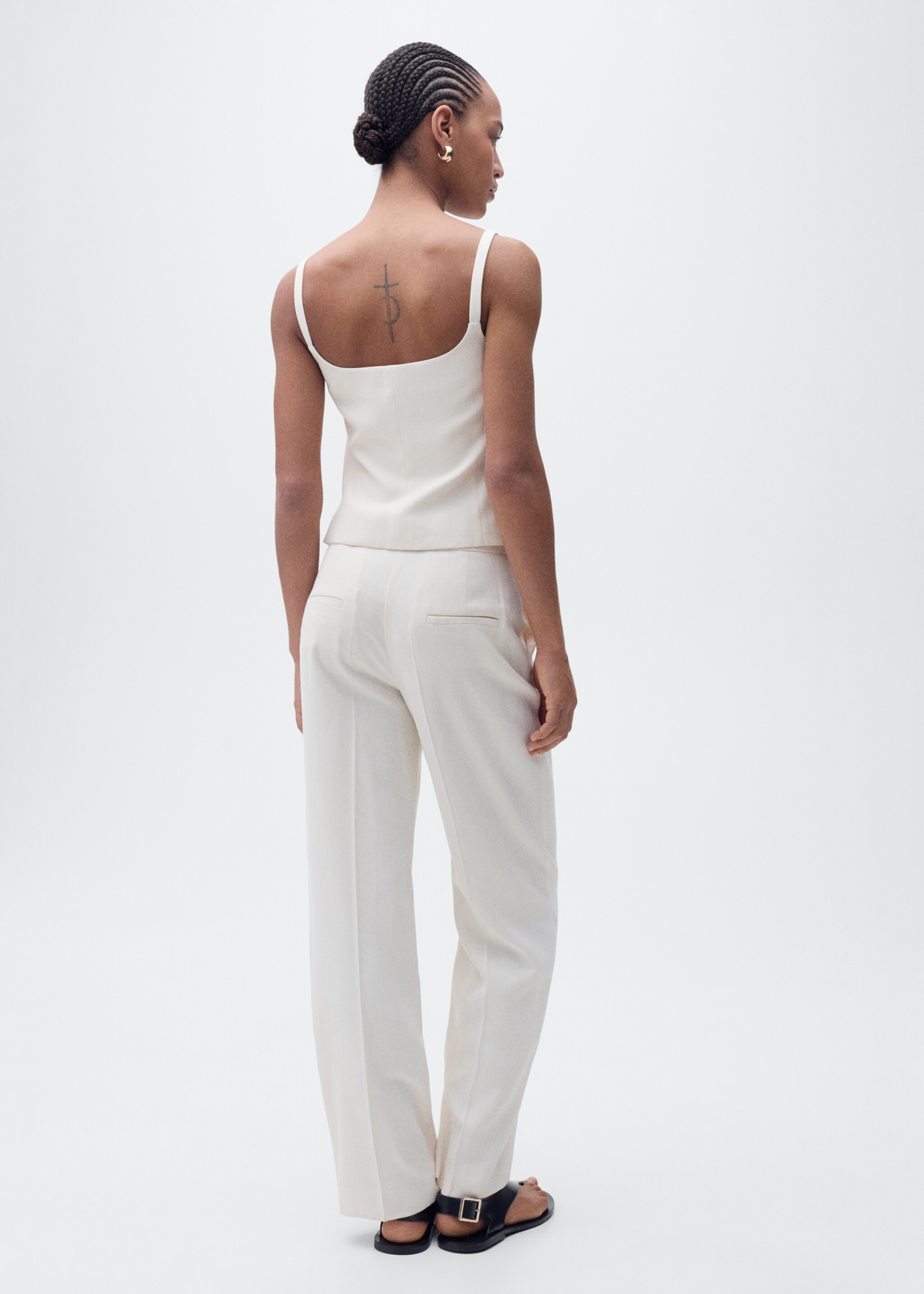 Rückenfreie Anzugweste - Rückseite des Artikels, Ecru. Ref: 87035736-00.