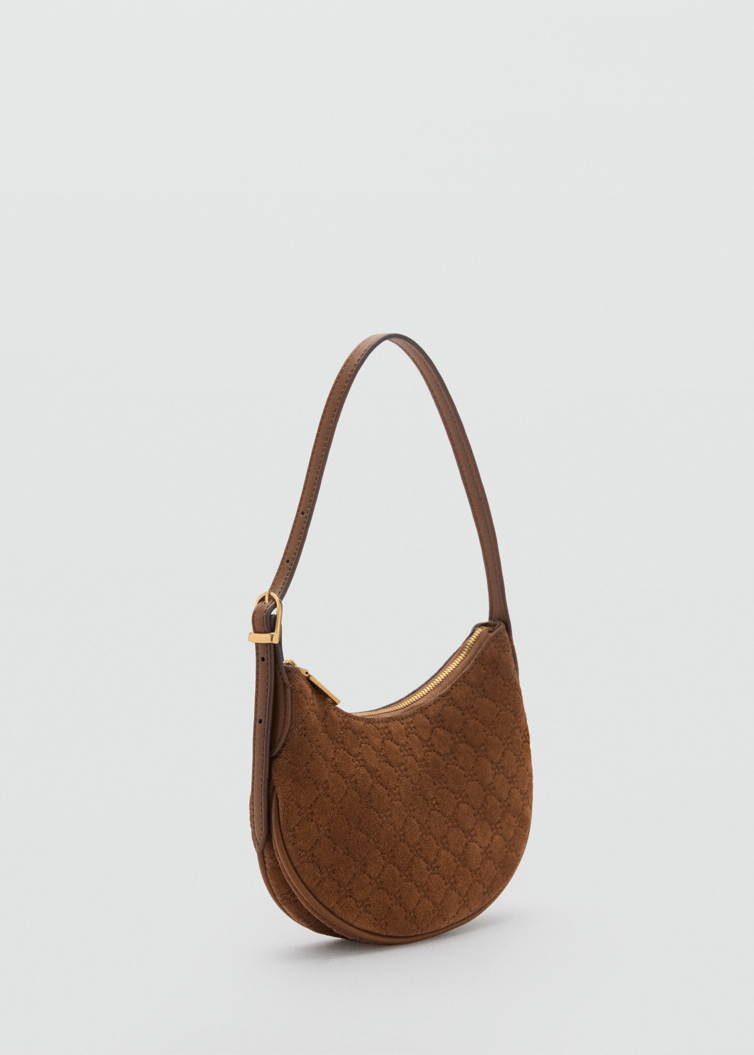 Suede shoulder bag with logo print - Medium plane