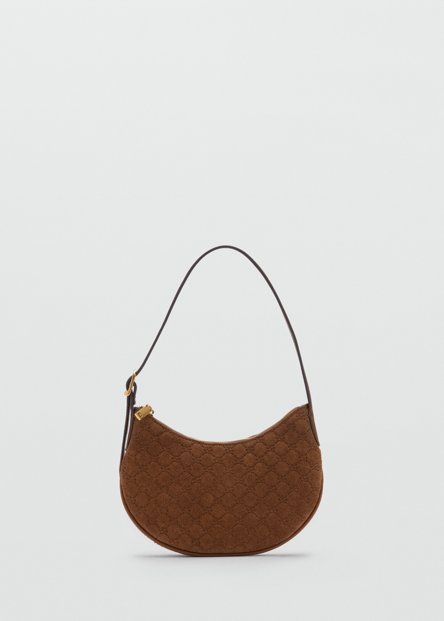 Suede shoulder bag with logo print - Article without model