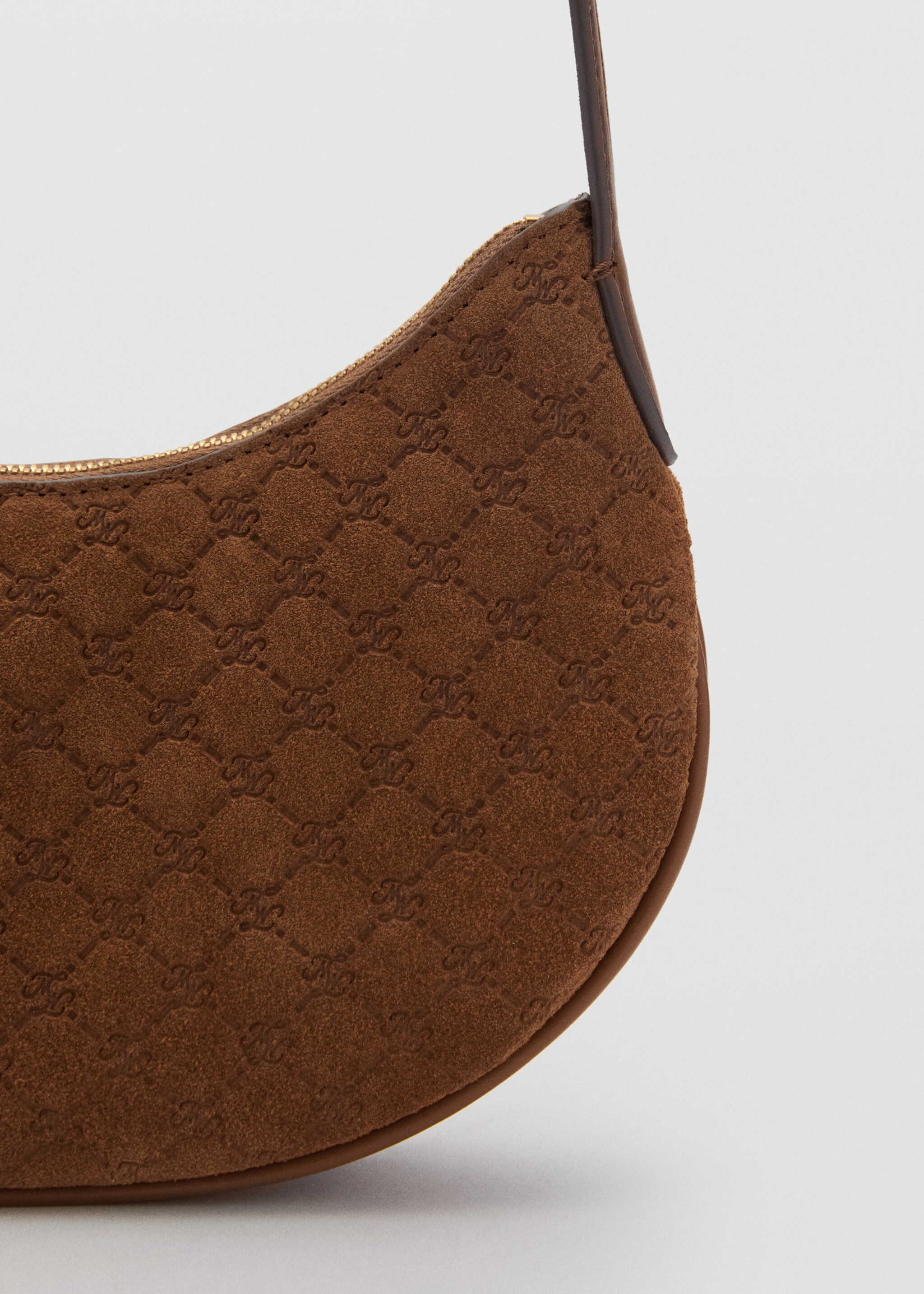 Suede shoulder bag with logo print - Details of the article 2, Leather. Ref: 87035740-00.
