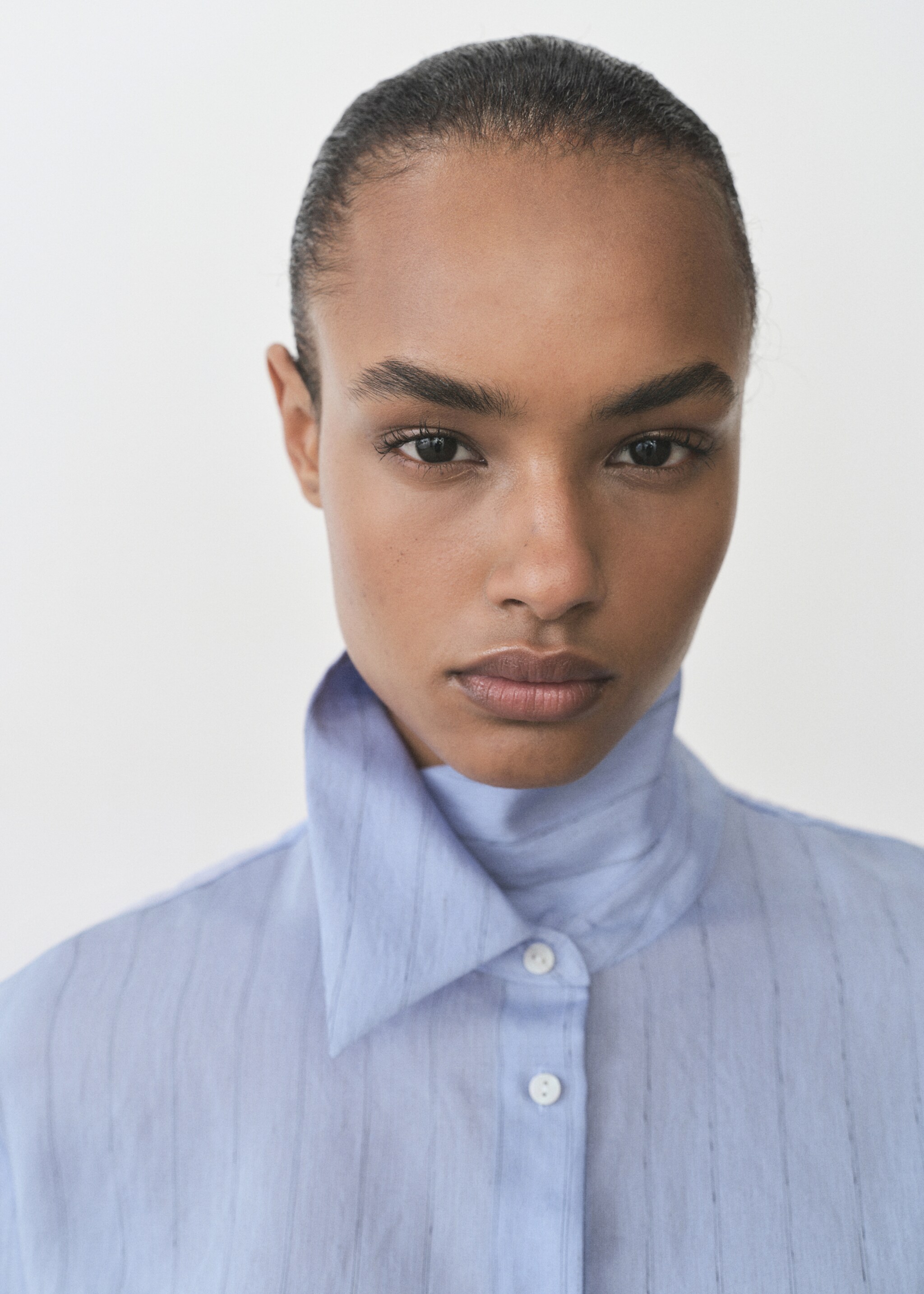 Stripe-print shirt - Details of the article 1, Blue. Ref: 87035744-00.