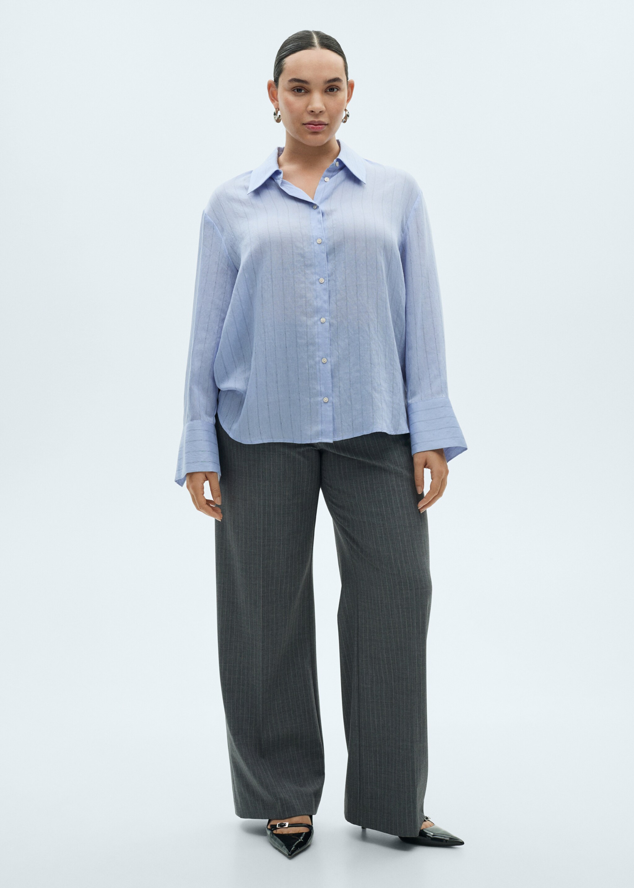 Stripe-print shirt - Details of the article 3, Blue. Ref: 87035744-00.