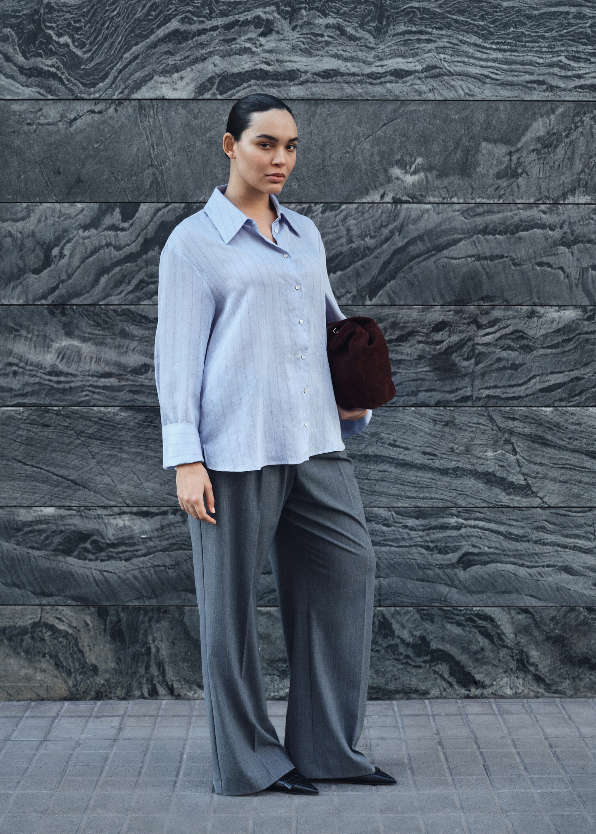 Stripe-print shirt - Details of the article 7, Blue. Ref: 87035744-00.