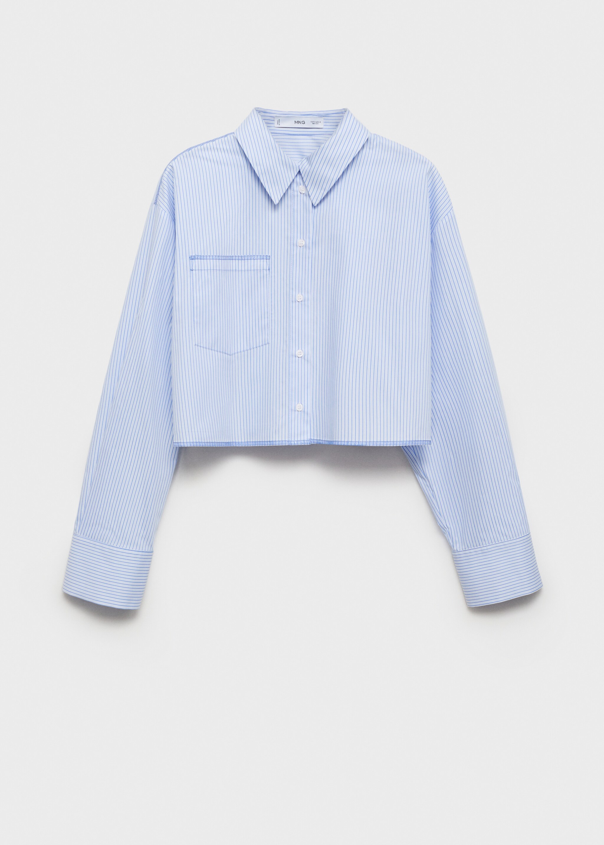 Kort skjorta med ränder och sömdetaljer - Artikel utan modell, Blå. Ref: 87035745-00.