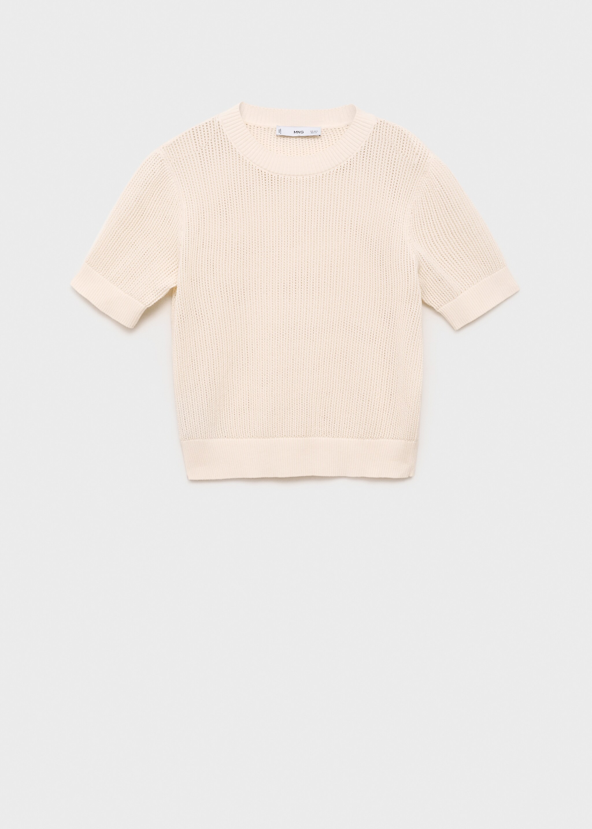 Short-sleeved openwork knitted sweater - Article without model, Ecru. Ref: 87035747-00.