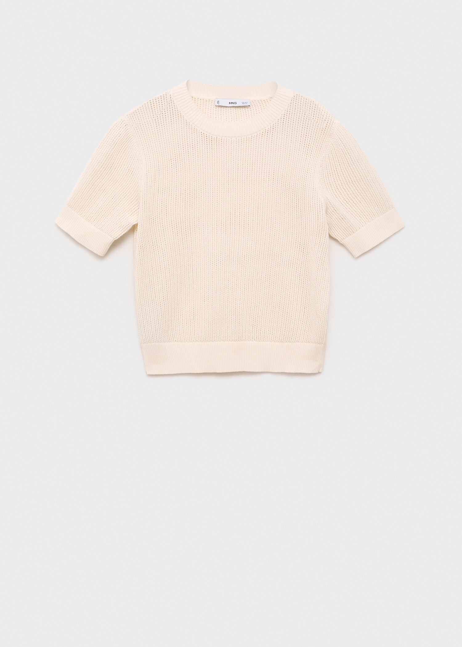 Short-sleeved openwork knitted sweater - Article without model