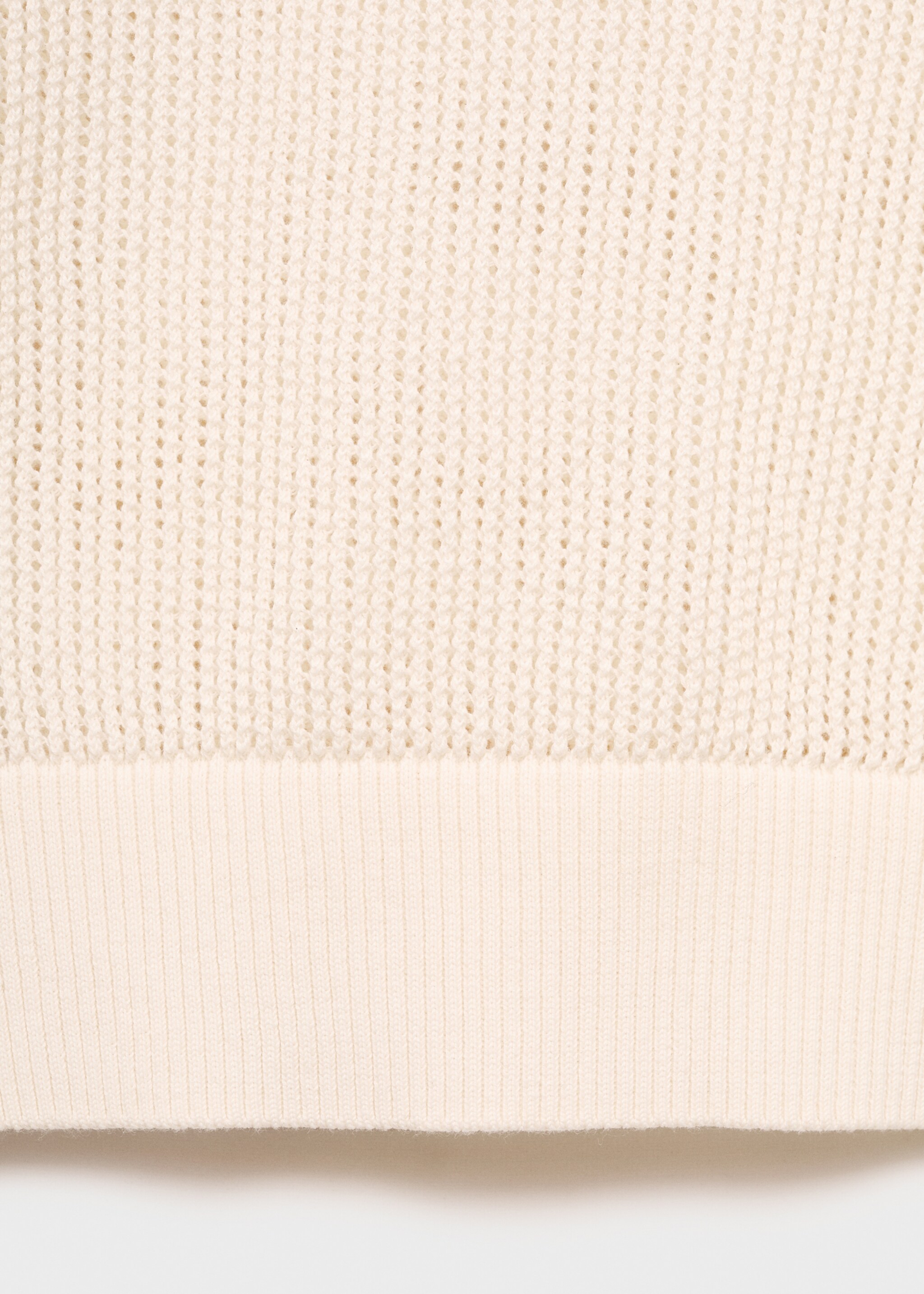 Short-sleeved openwork knitted sweater - Details of the article 0, Ecru. Ref: 87035747-00.