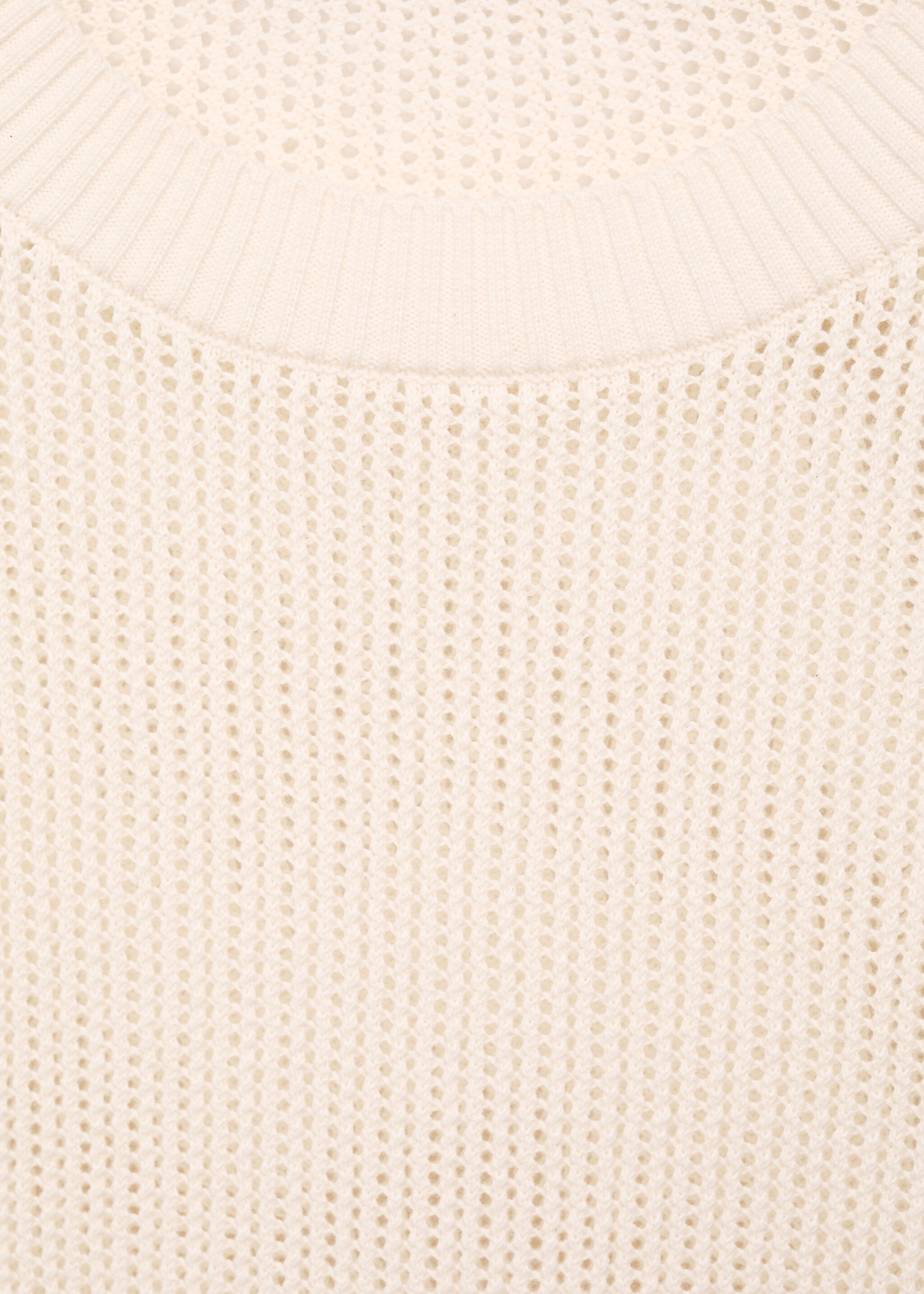 Short-sleeved openwork knitted sweater - Details of the article 8, Ecru. Ref: 87035747-00.
