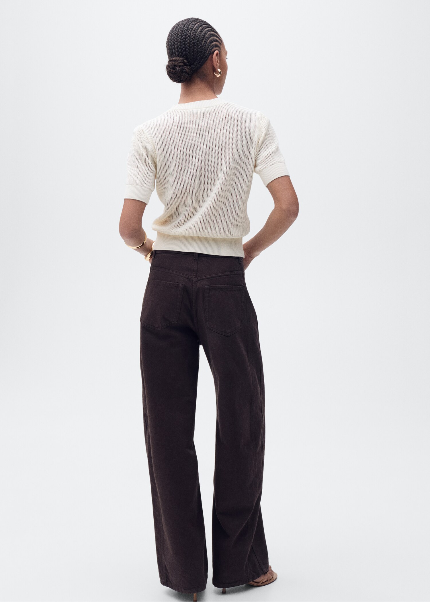 Short-sleeved openwork knitted sweater - Reverse of the article