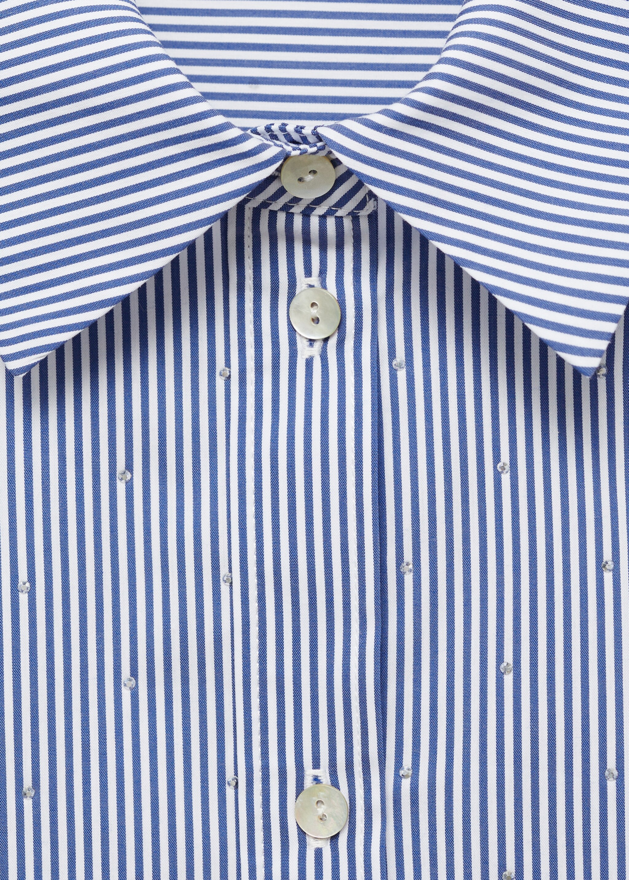 Striped shirt with rhinestone detail - Details of the article 8, Sky Blue. Ref: 87035748-00.