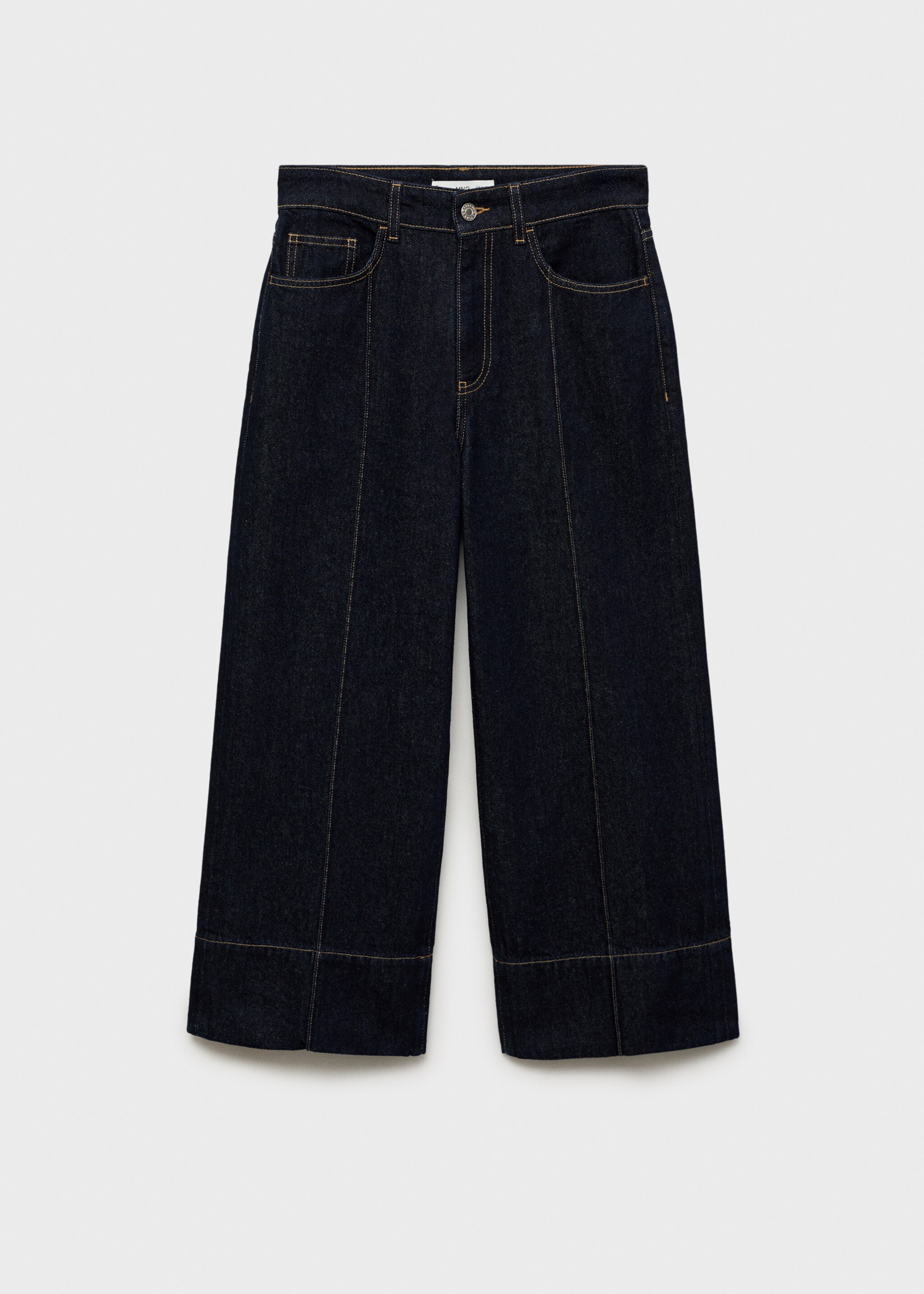 Wide leg cropped jeans with seam detail - Article without model, Open Blue. Ref: 87035766-00.