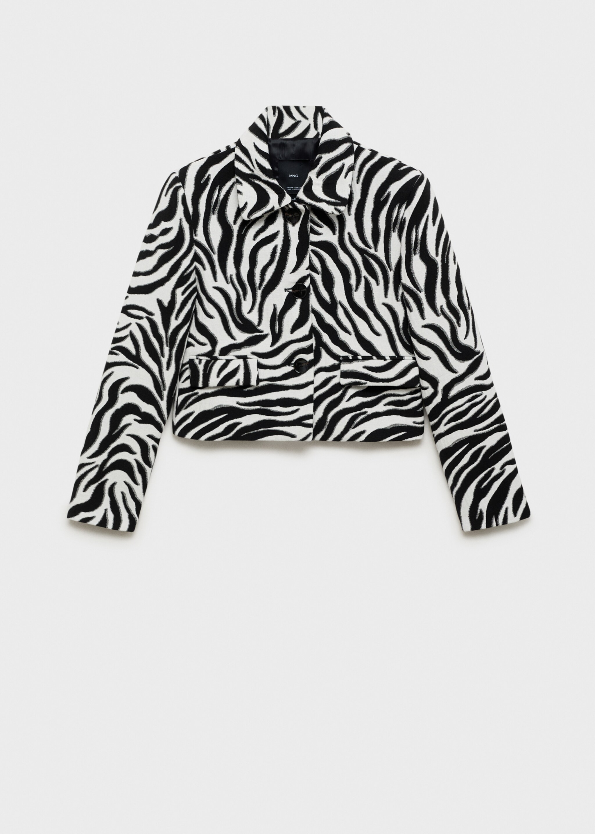 Zebra-print jacket with buttons - Article without model, Black. Ref: 87035769-00.