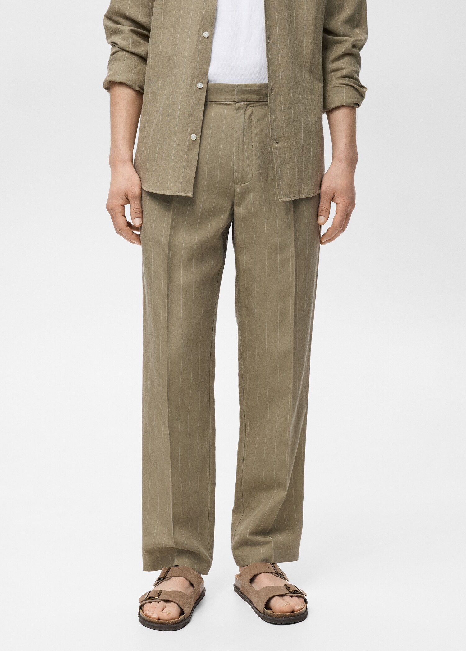 Pinstripe linen trousers - Medium plane