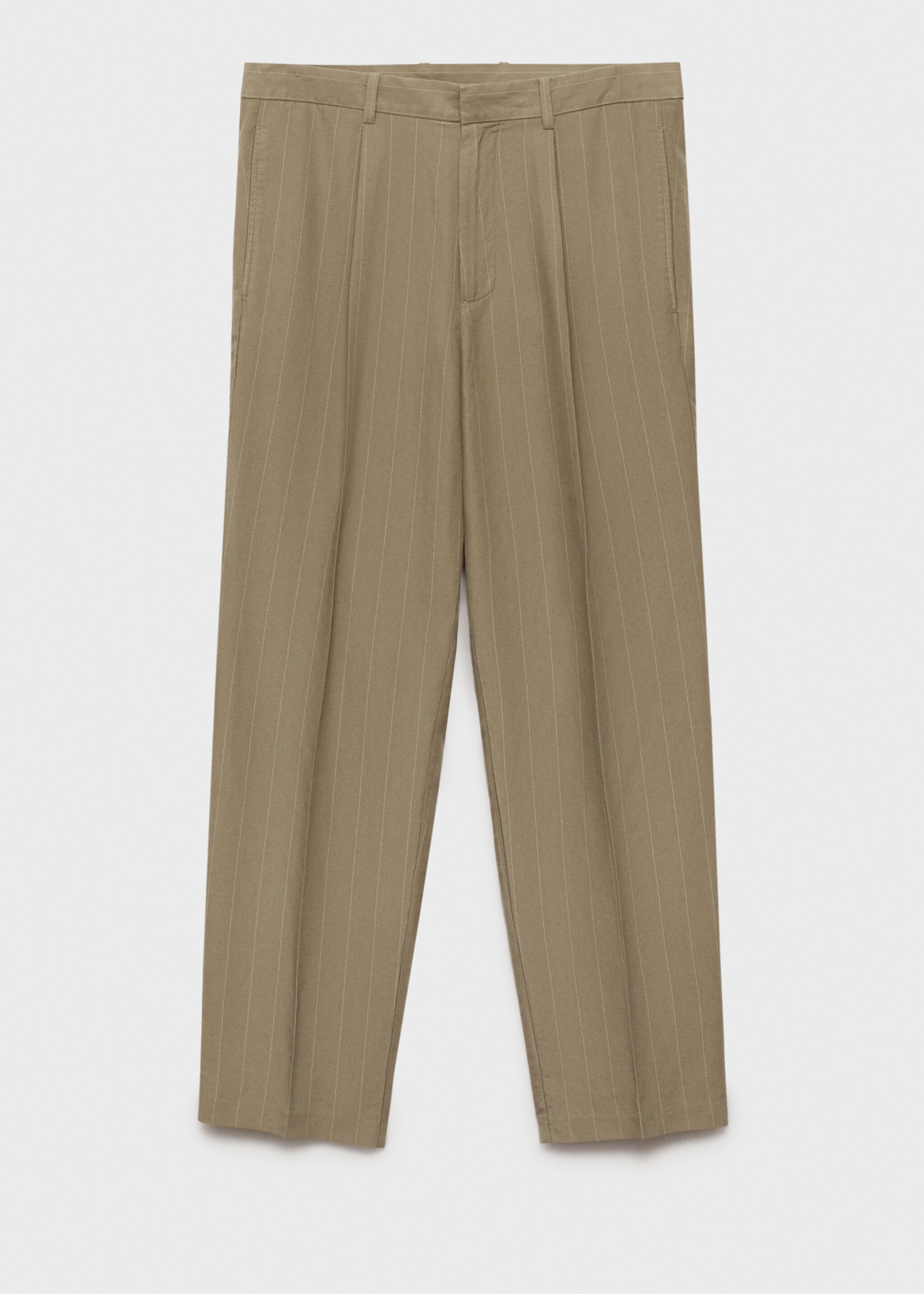 Pinstripe linen trousers - Article without model, Khaki. Ref: 87035918-00.
