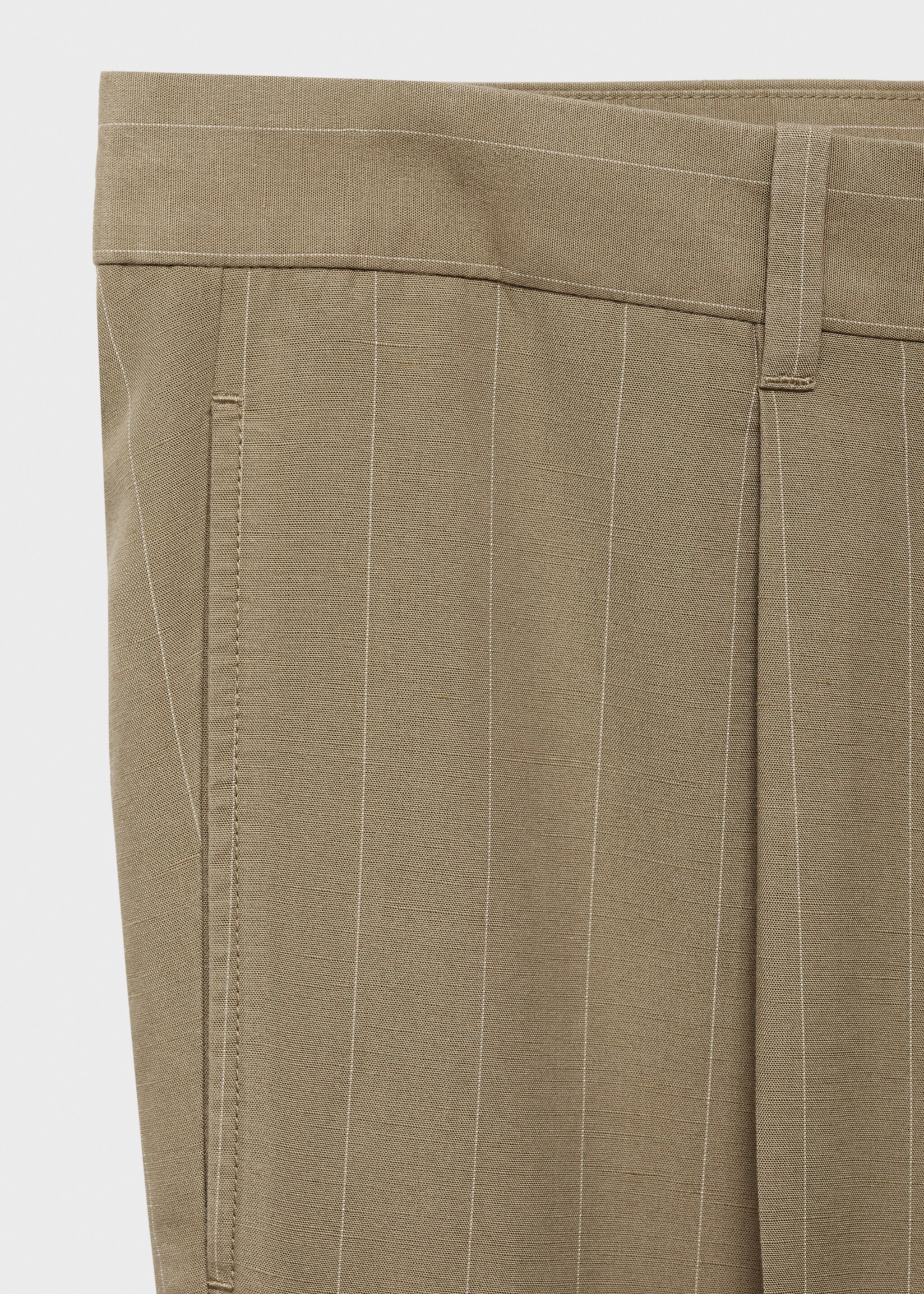 Pinstripe linen trousers - Details of the article 0, Khaki. Ref: 87035918-00.