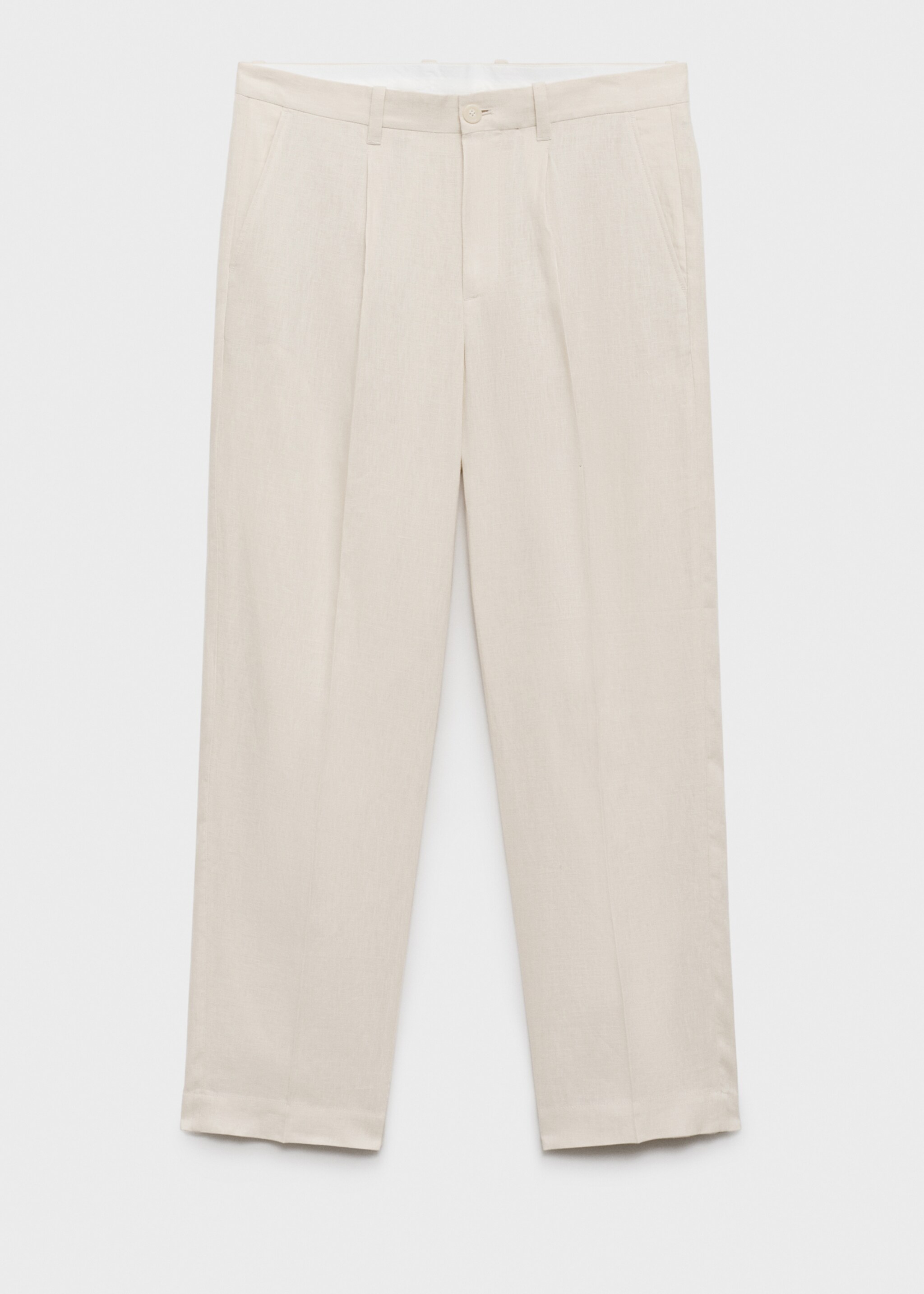 100% linen pleated trousers - Article without model, Ivory White. Ref: 87035920-00.