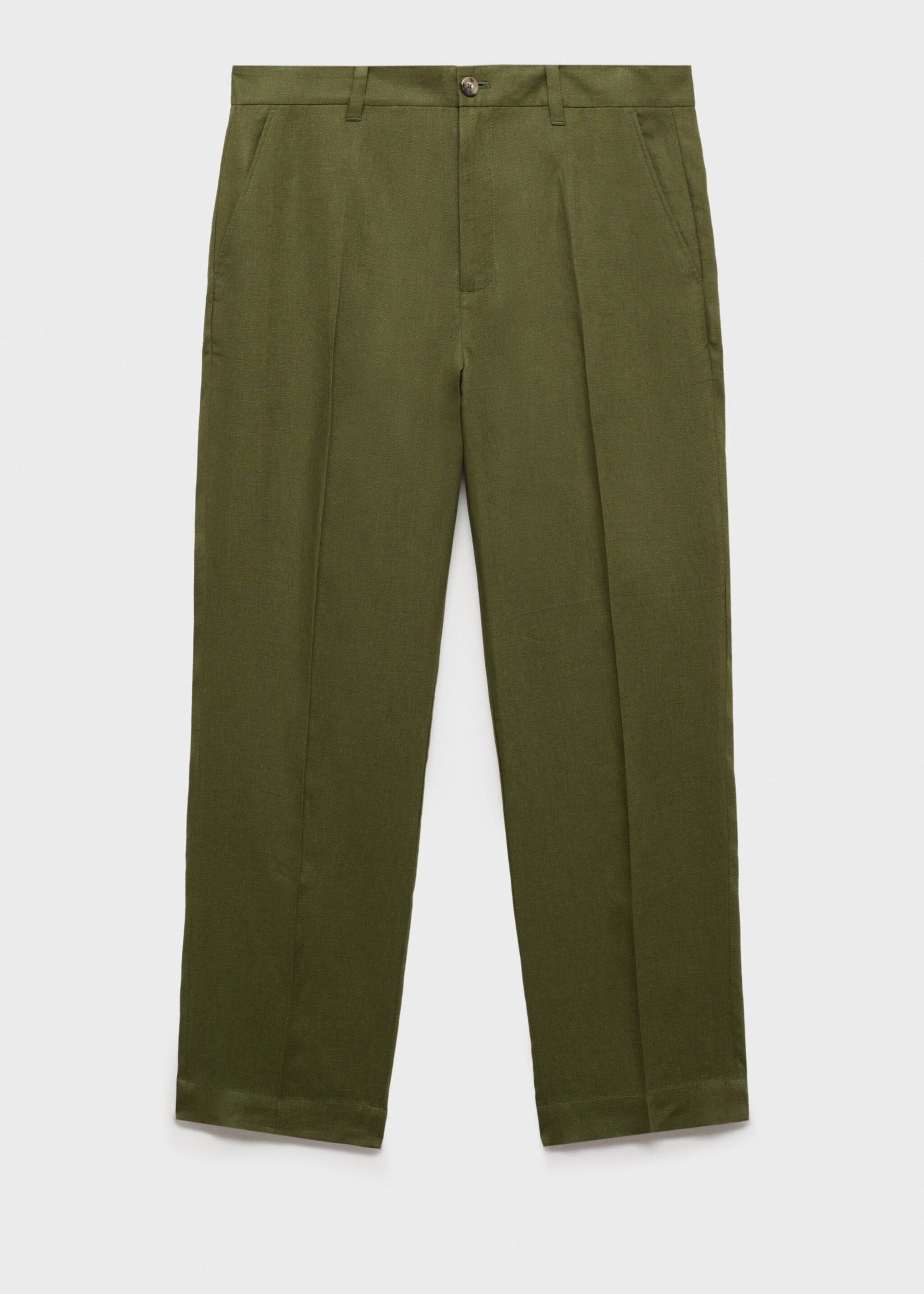 100% linen regular-fit trousers - Article without model, Green. Ref: 87035921-00.