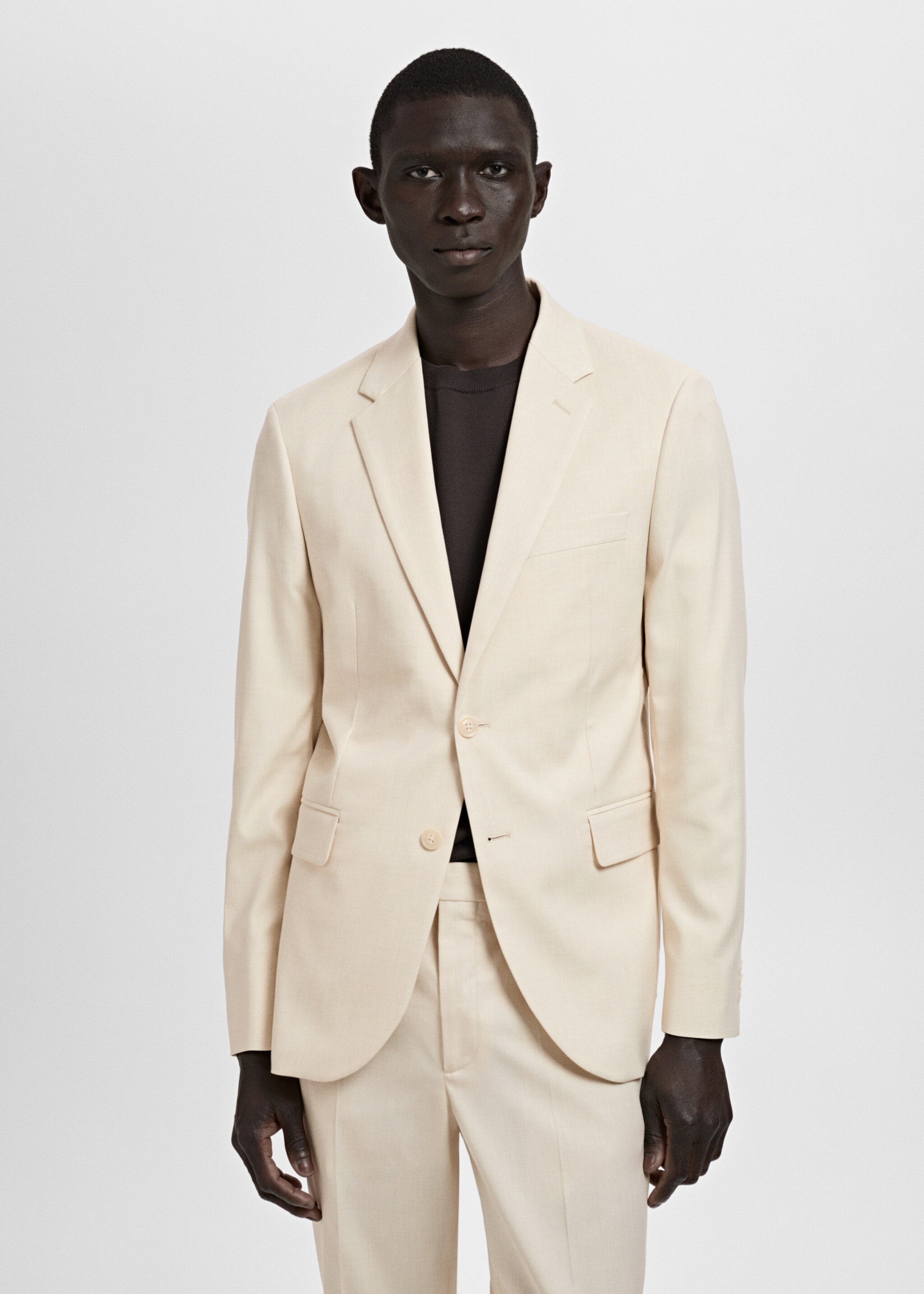 Milan slim-fit suit jacket - Medium plane, Ecru. Ref: 87035926-00.