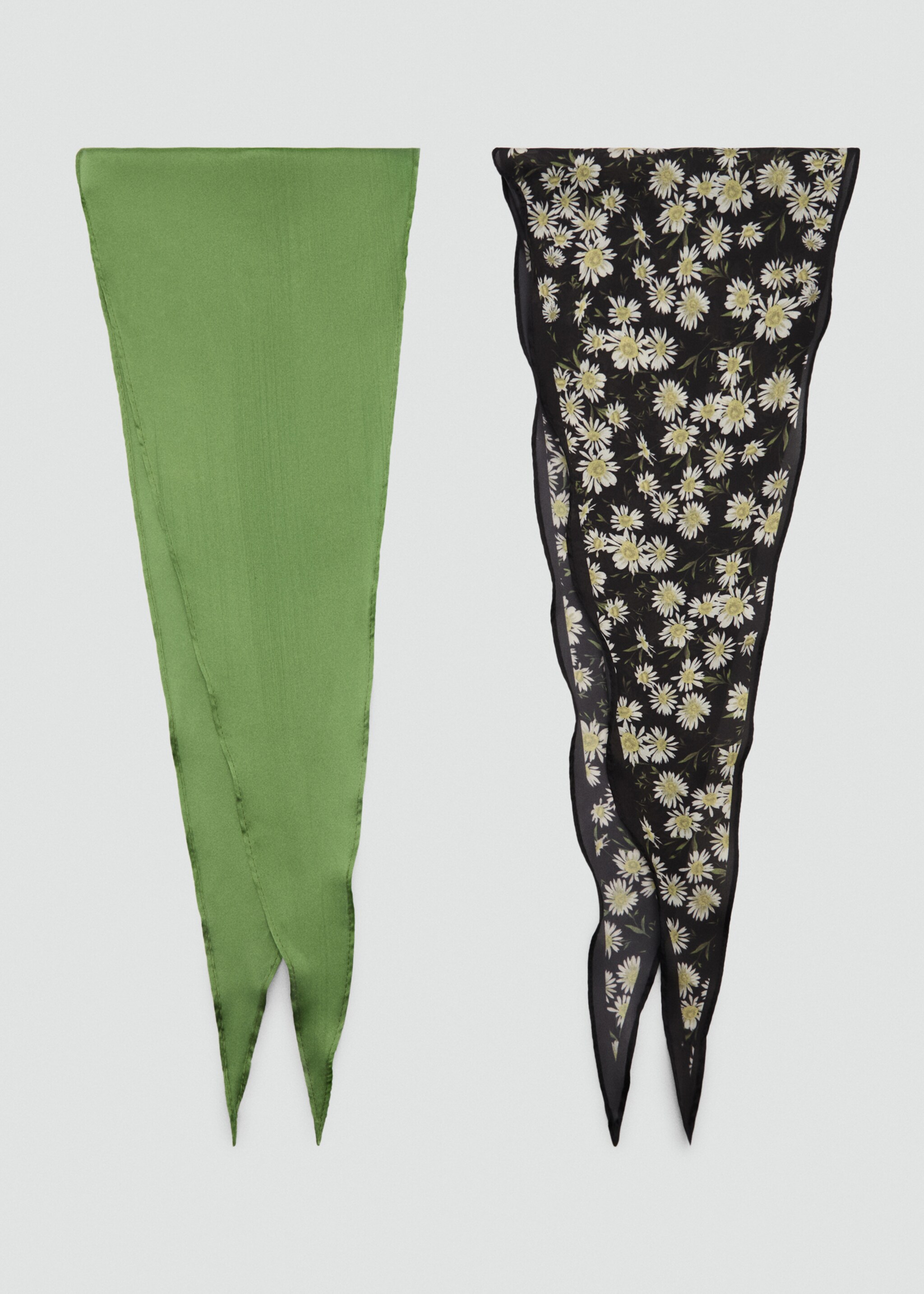 Set of 2 combined scarves - Article without model, Green. Ref: 87035929-00.