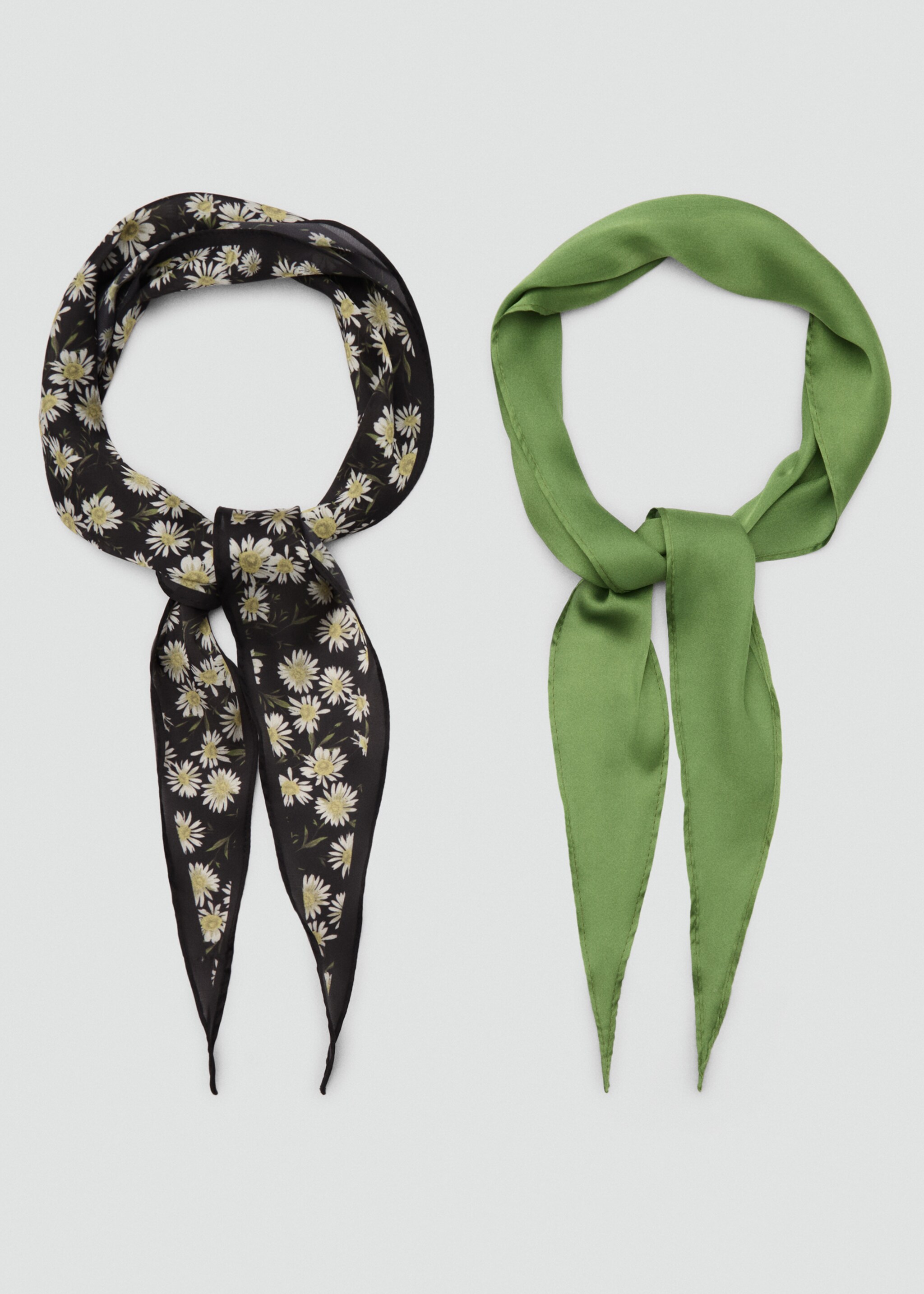 Set of 2 combined scarves - Details of the article 1, Green. Ref: 87035929-00.