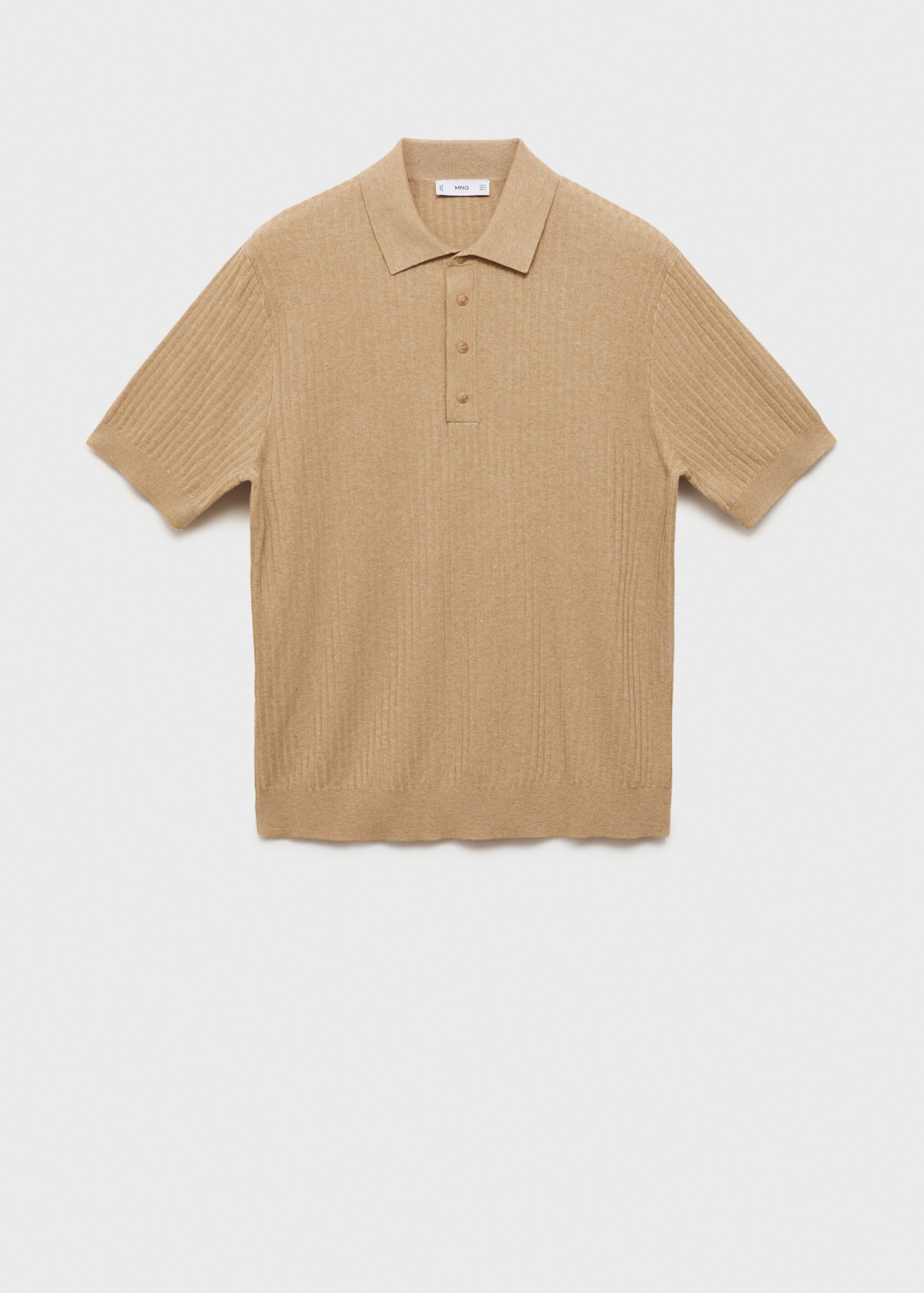 Rib-knit cotton-blend polo shirt - Article without model, Beige. Ref: 87035935-00.