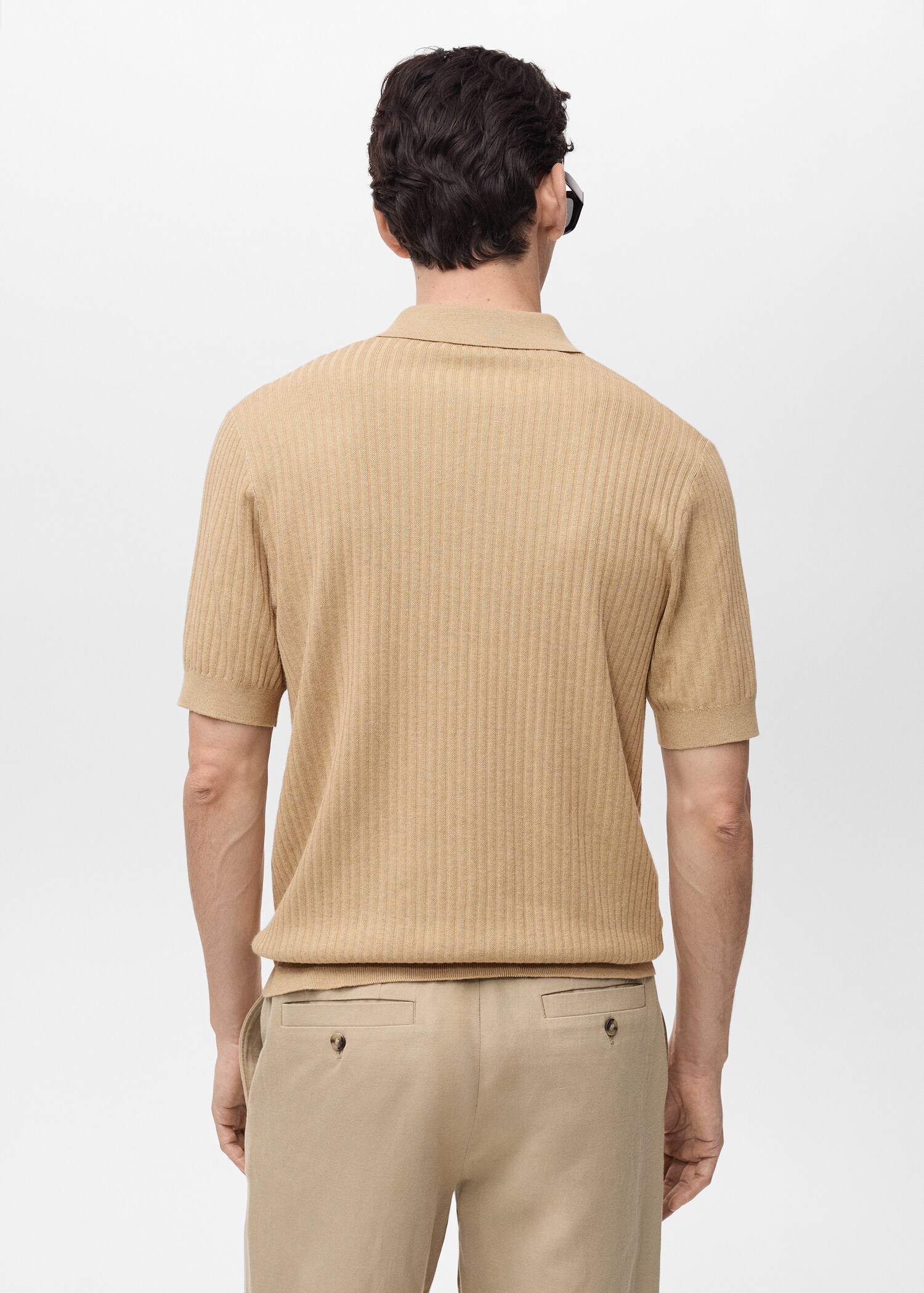 Rib-knit cotton-blend polo shirt - Reverse of the article