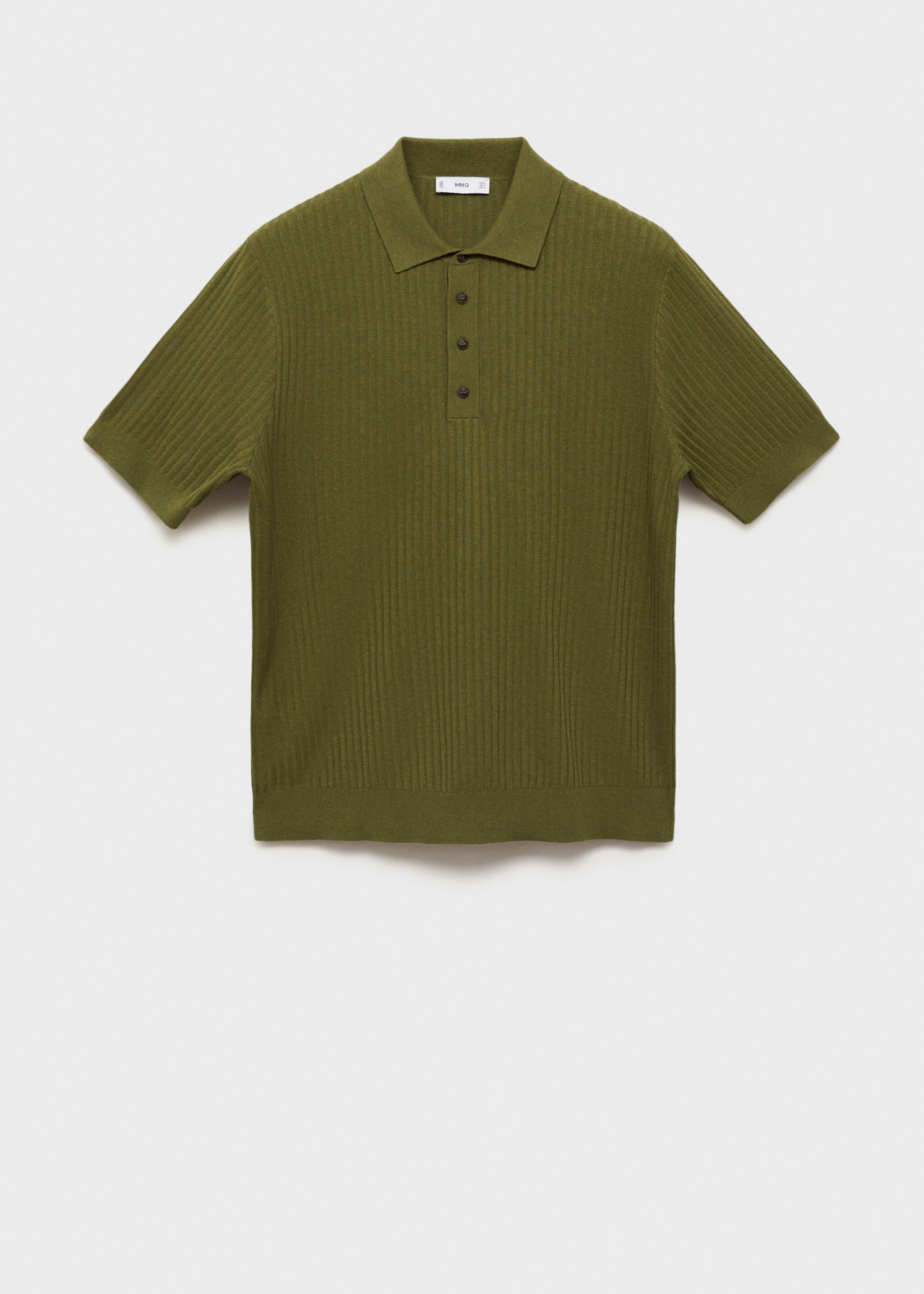 Rib-knit cotton-blend polo shirt - Article without model, Green. Ref: 87035935-00.