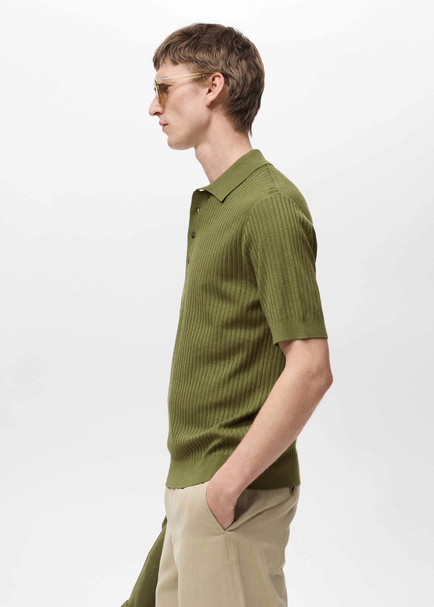 Rib-knit cotton-blend polo shirt - Details of the article 2