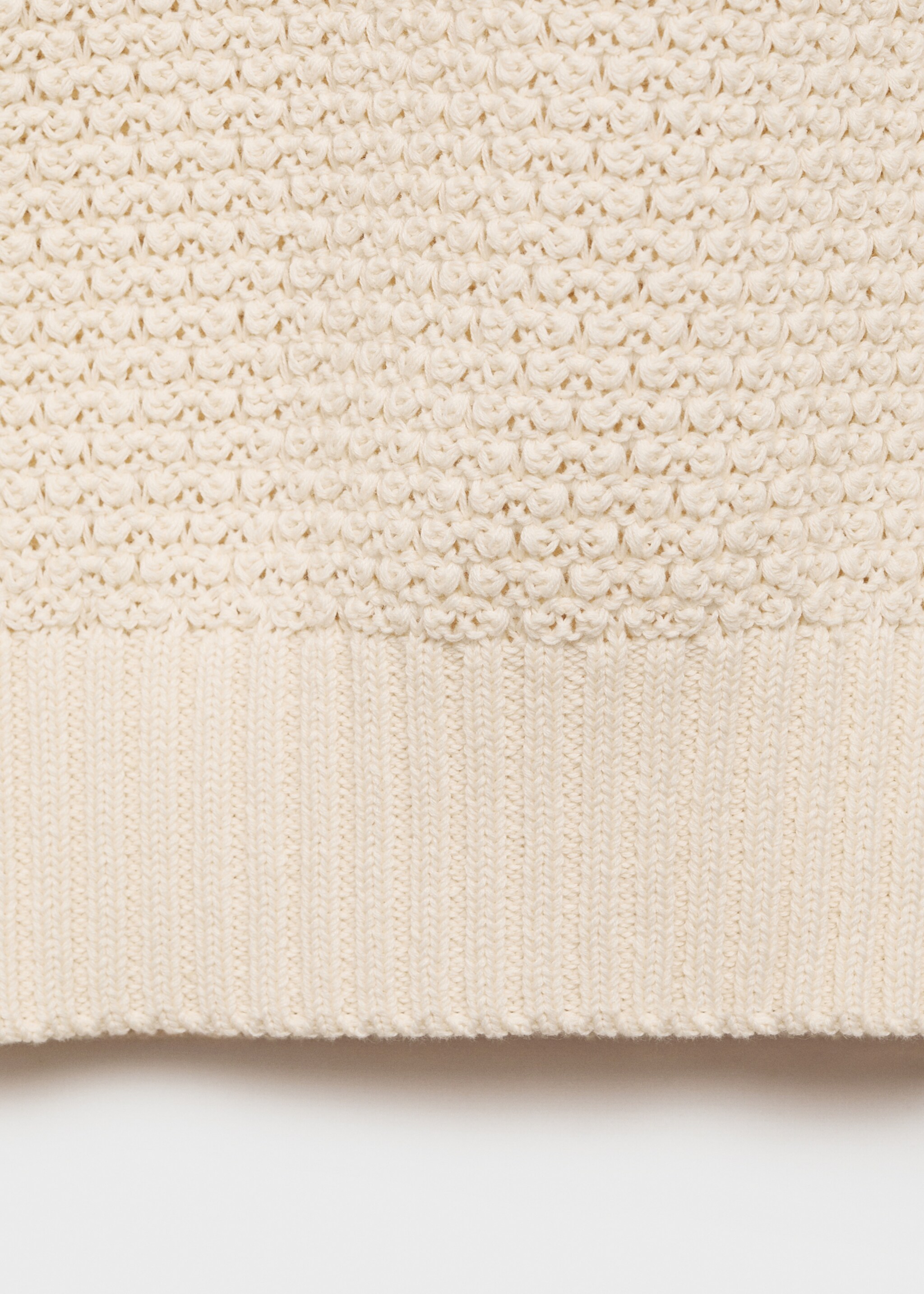 Openwork cotton knitte polo shirt - Details of the article 0, Ivory White. Ref: 87035936-00.