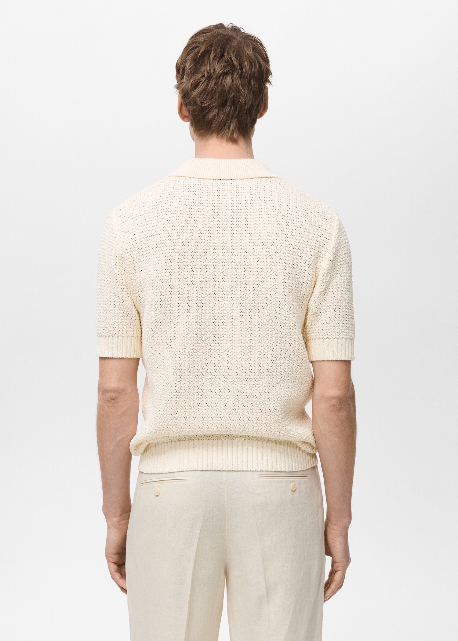 Openwork cotton knitte polo shirt - Reverse of the article