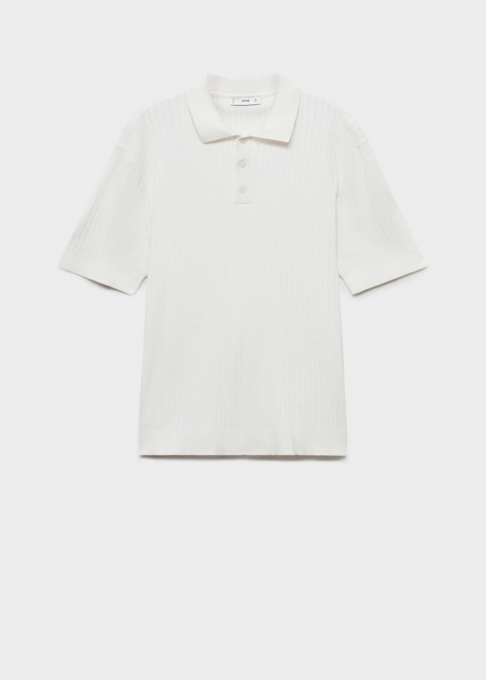 Geripptes Feinstrick-Poloshirt aus Baumwolle - Artikel ohne Model, Weiß. Ref: 87035937-00.