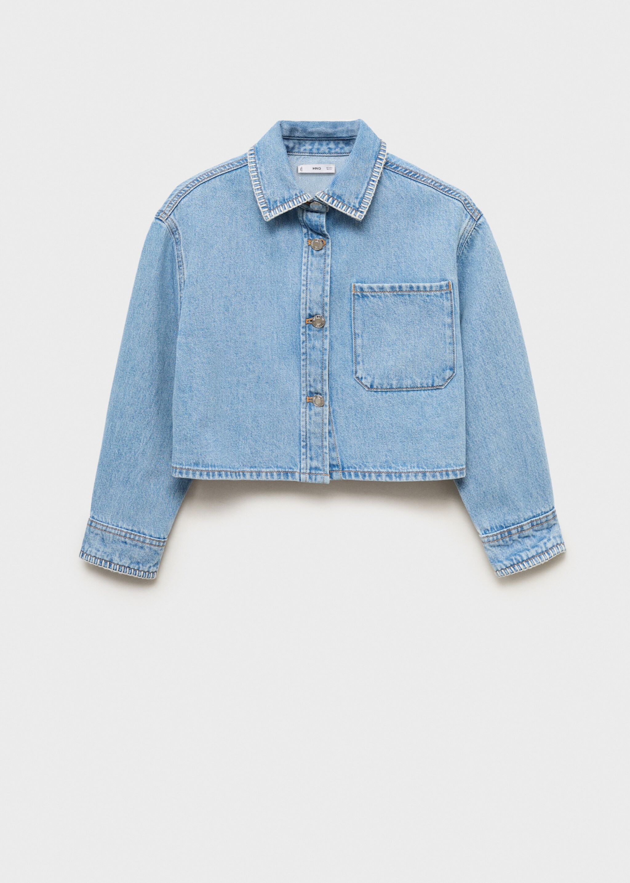 Crop spijkerjack - Artikel zonder model, Middenblauw. Ref: 87035949-00.