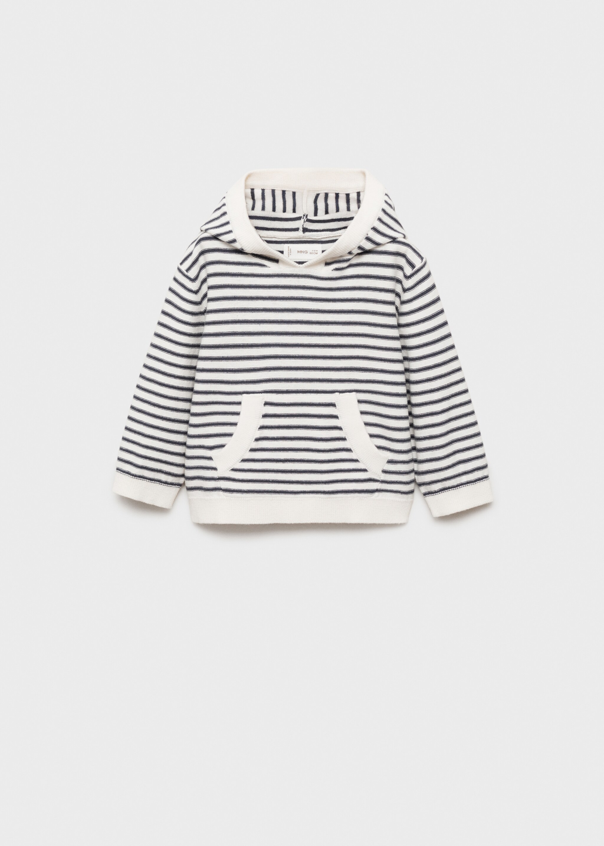 Striped hooded knit sweater - Article without model, Charcoal. Ref: 87035950-00.