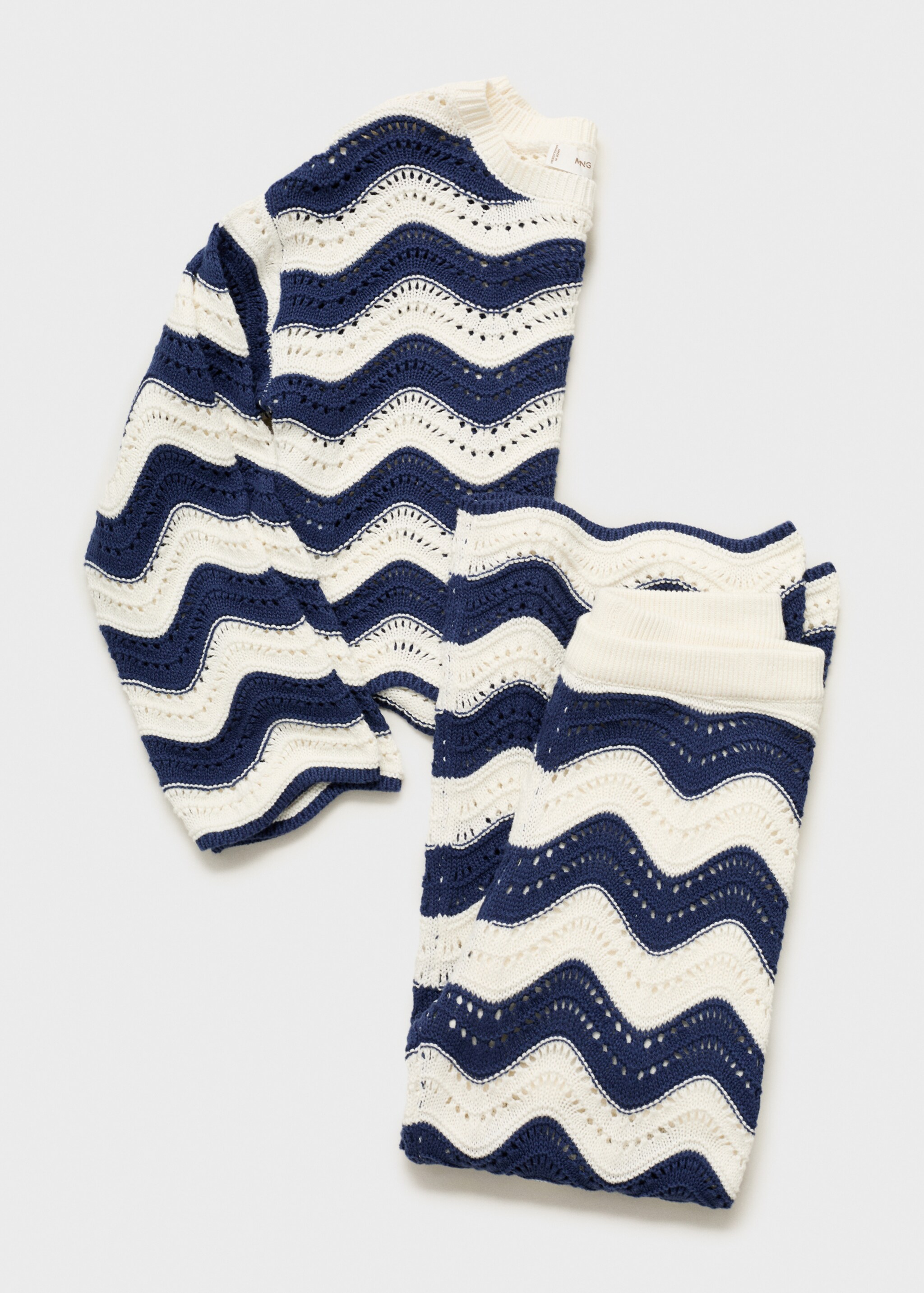 Zigzag openwork knitted sweater - Details of the article 8, Ink Blue. Ref: 87035951-00.