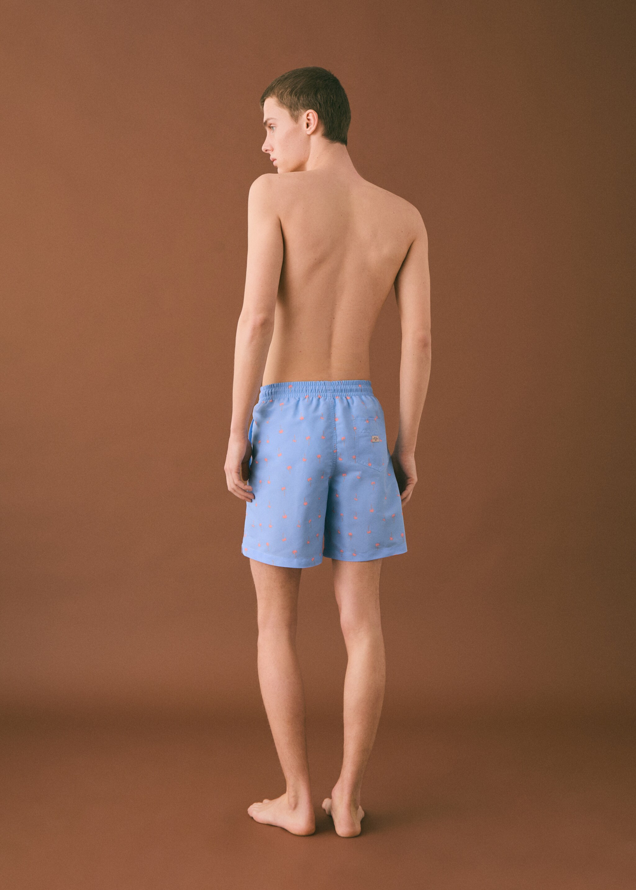 Palm trees print swimsuit trunks - Reverse of the article, Blue. Ref: 87035953-00.