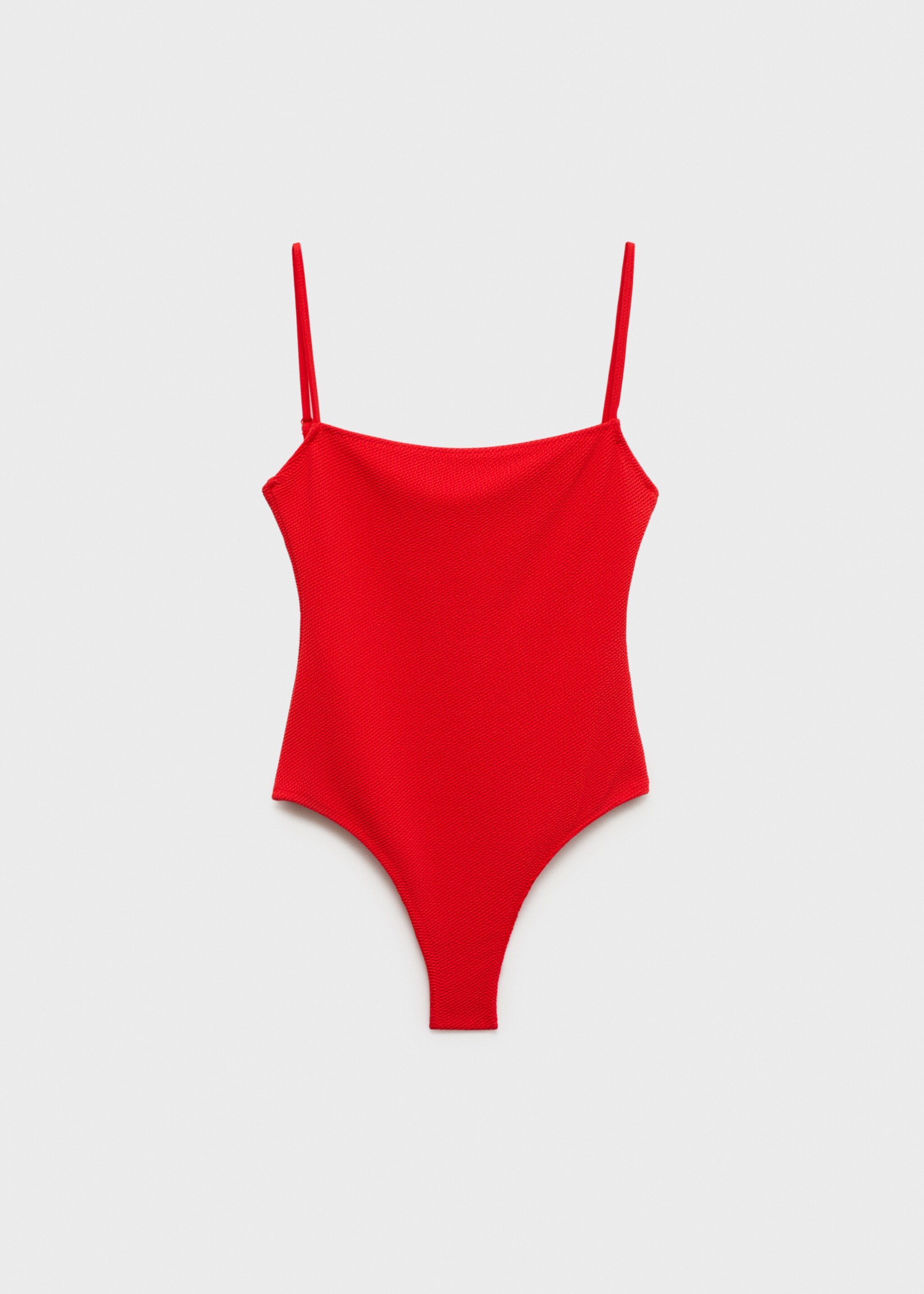 Ribbed knit straps swimsuit - Article without model, Red. Ref: 87035956-00.