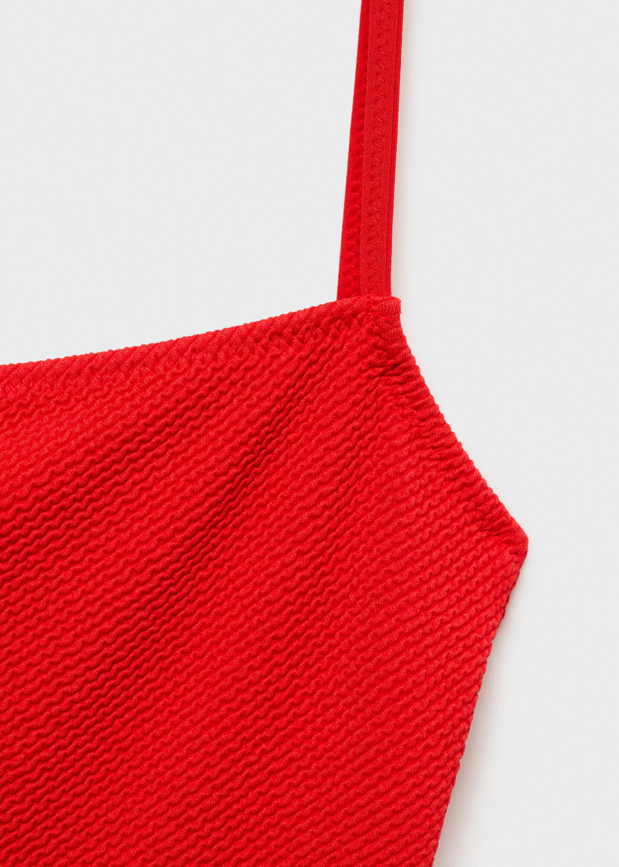 Ribbed knit straps swimsuit - Details of the article 8, Red. Ref: 87035956-00.